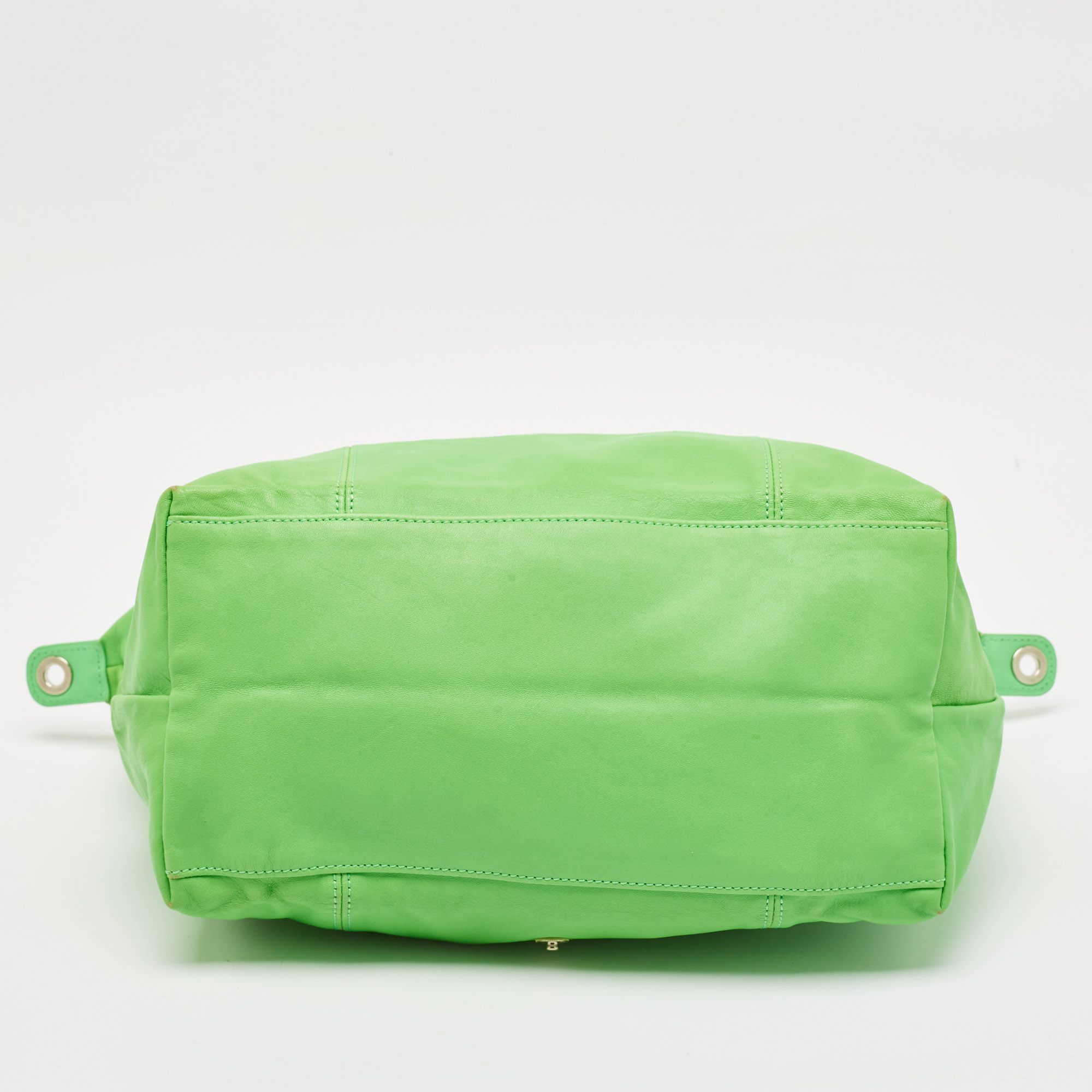 Longchamp Green Leather Le Pliage Tote