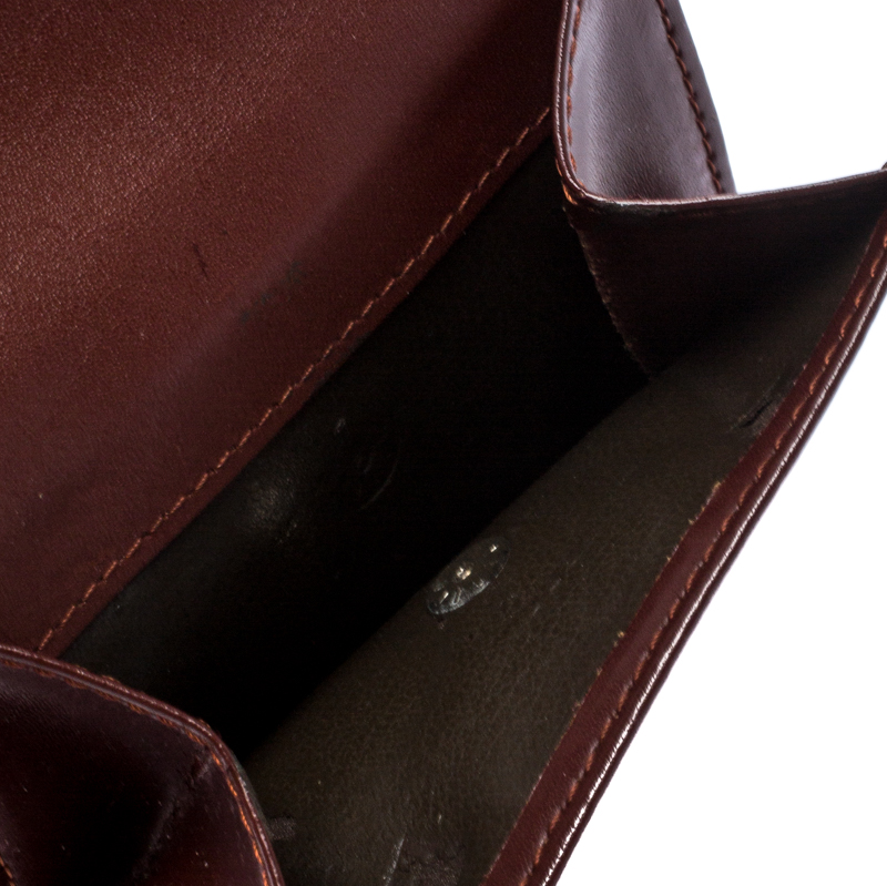 Longchamp Maroon Leather Roseau Compact Wallet