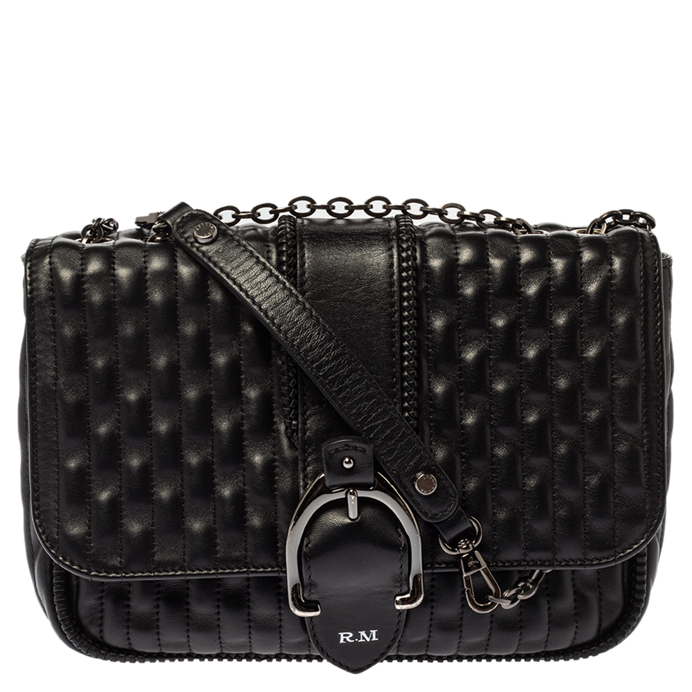 Image of Longchamp Black Leather Amazone Shoulder Bag