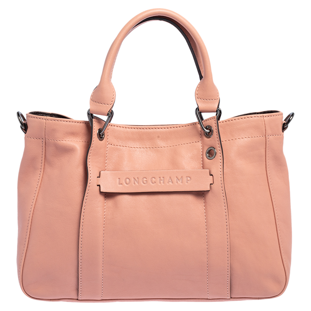 Longchamp Pink Leather 3D Tote