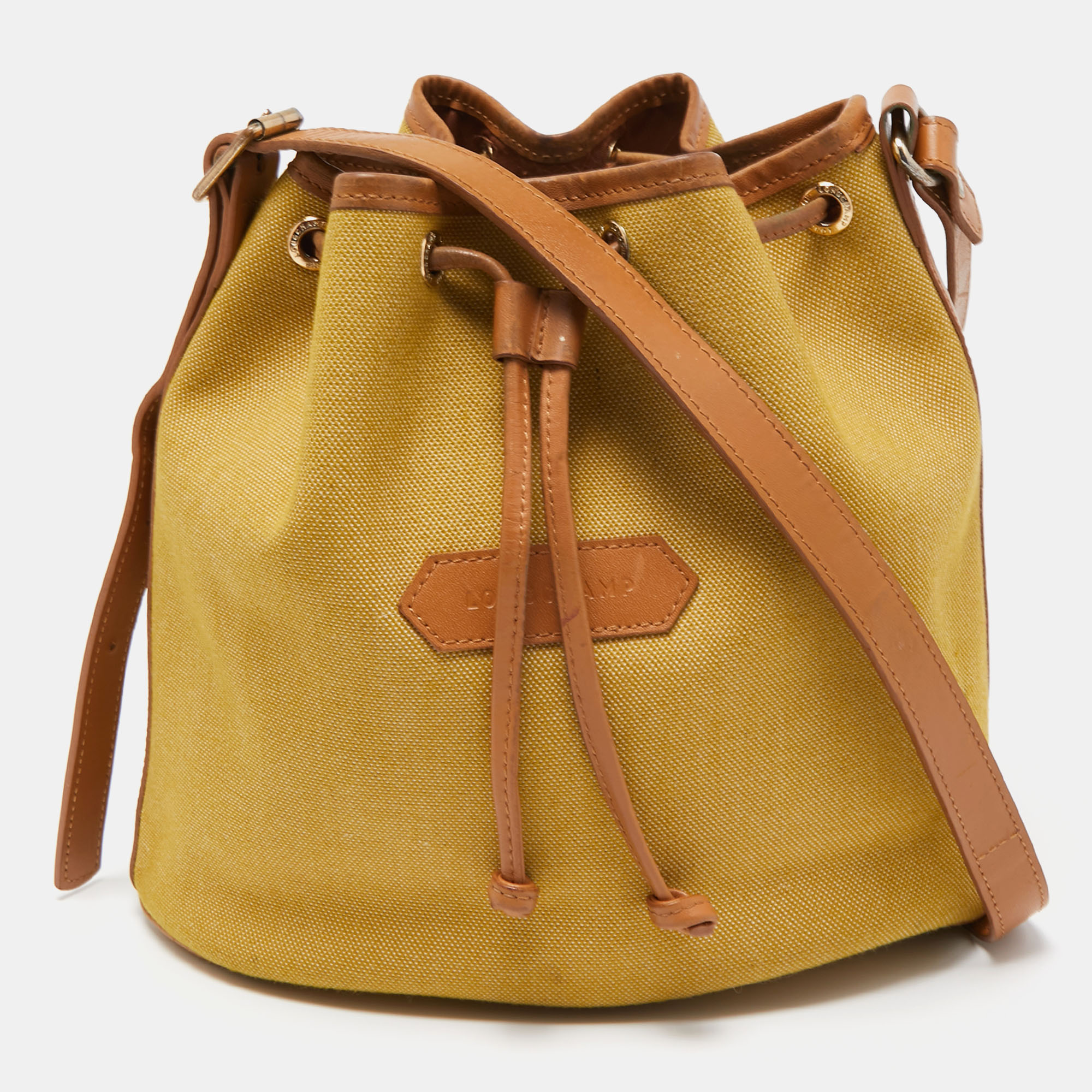Longchamp Yellow Canvas And Leather Crossbody Bag