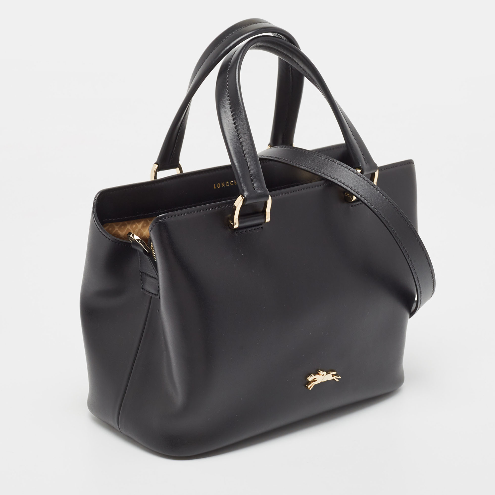 Longchamp Black Leather Honore Tote