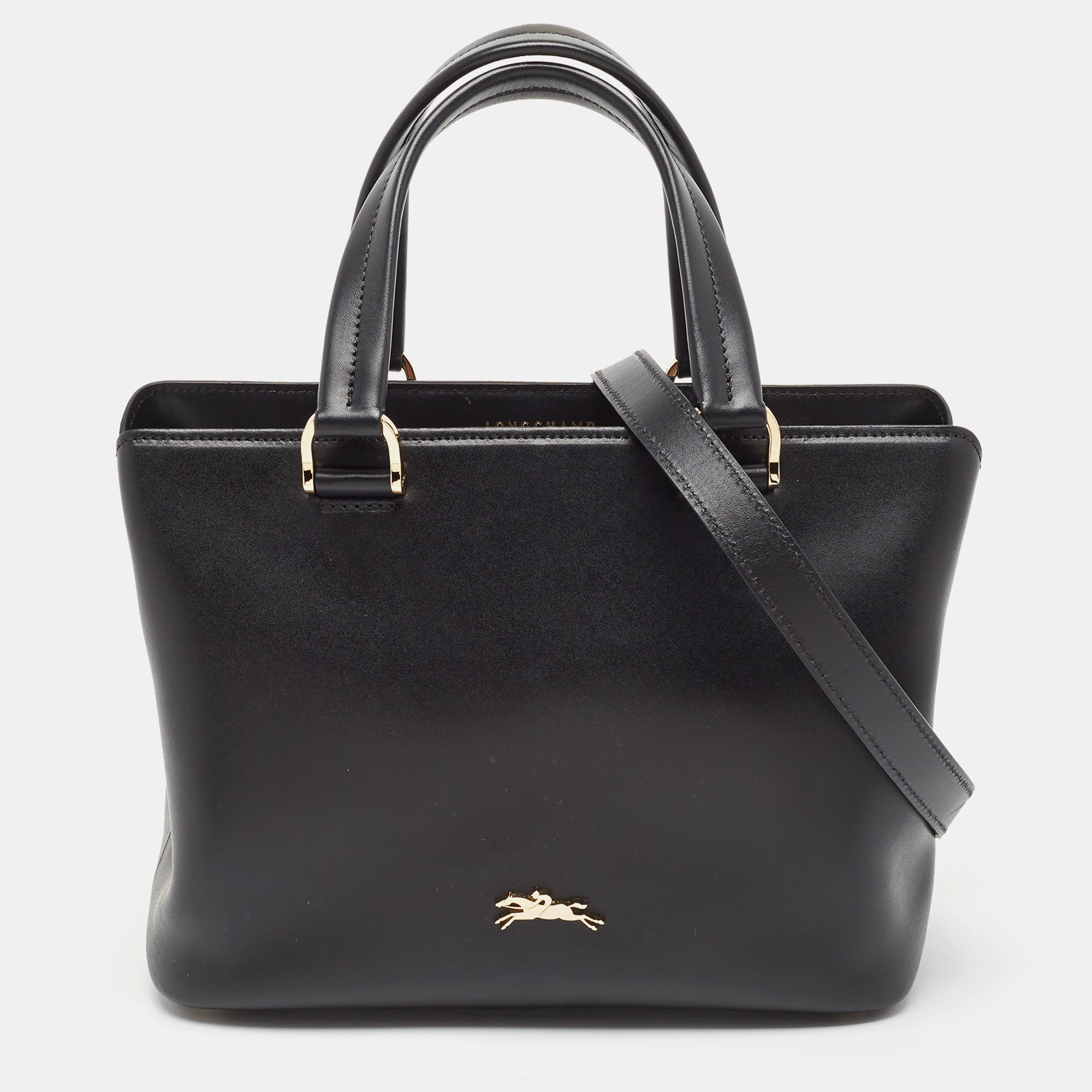 Longchamp Black Leather Honore Tote