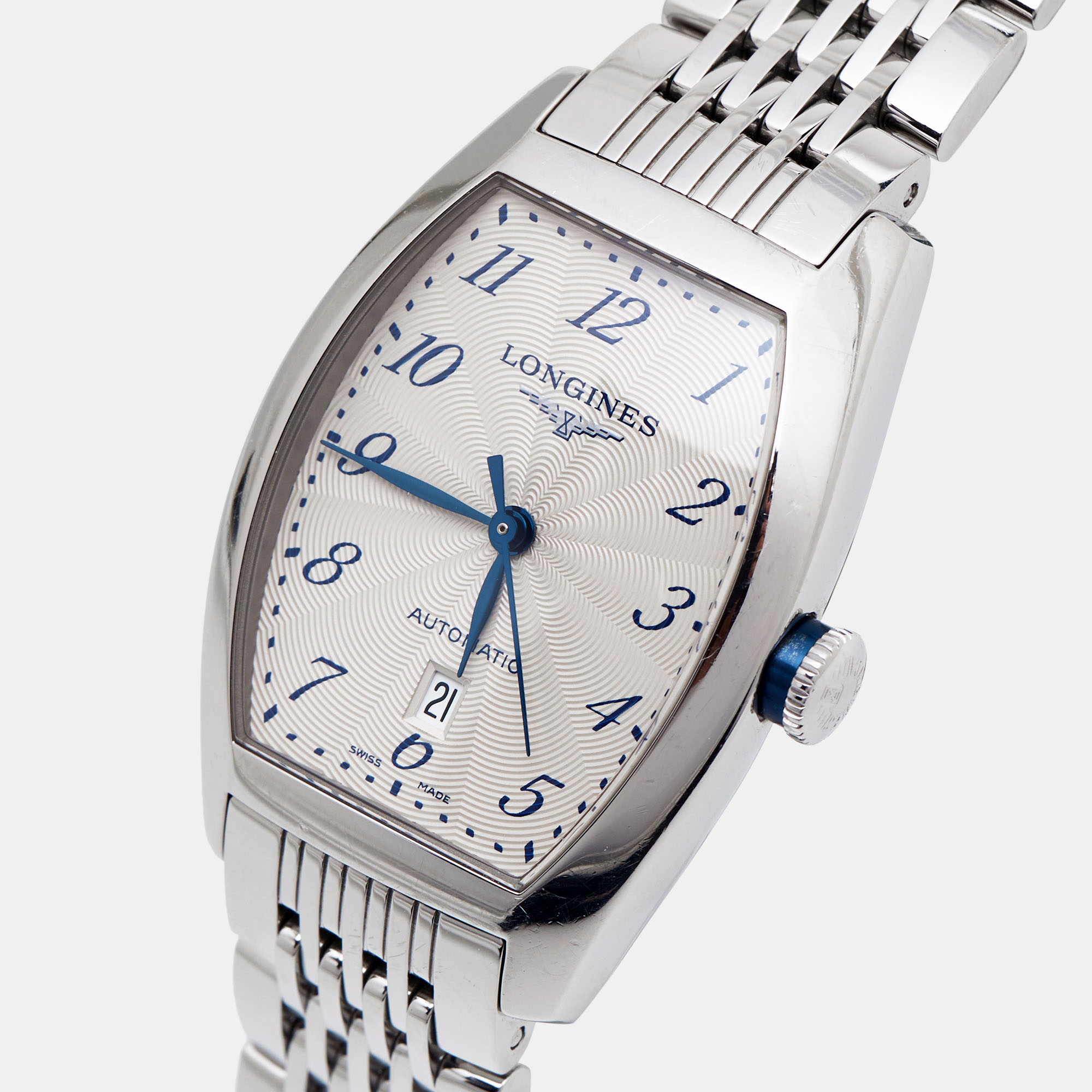 Longines Opaline White Guilloche Stainless Steel Evidenza L2.142.4.73.6  Women's Wristwatch 30 Mm