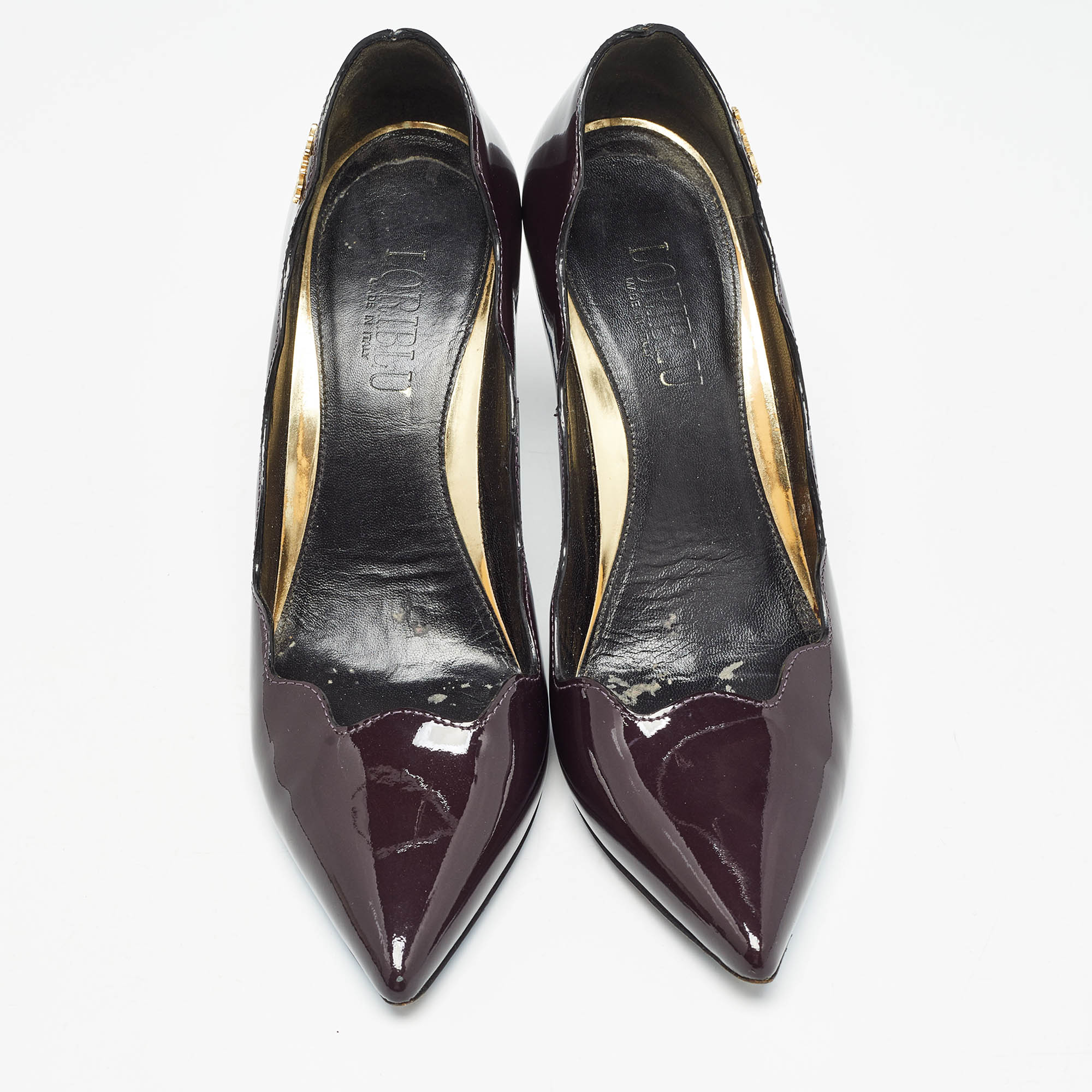 Loriblu Dark Brown Patent Leather Pointed Toe Pumps Size 35