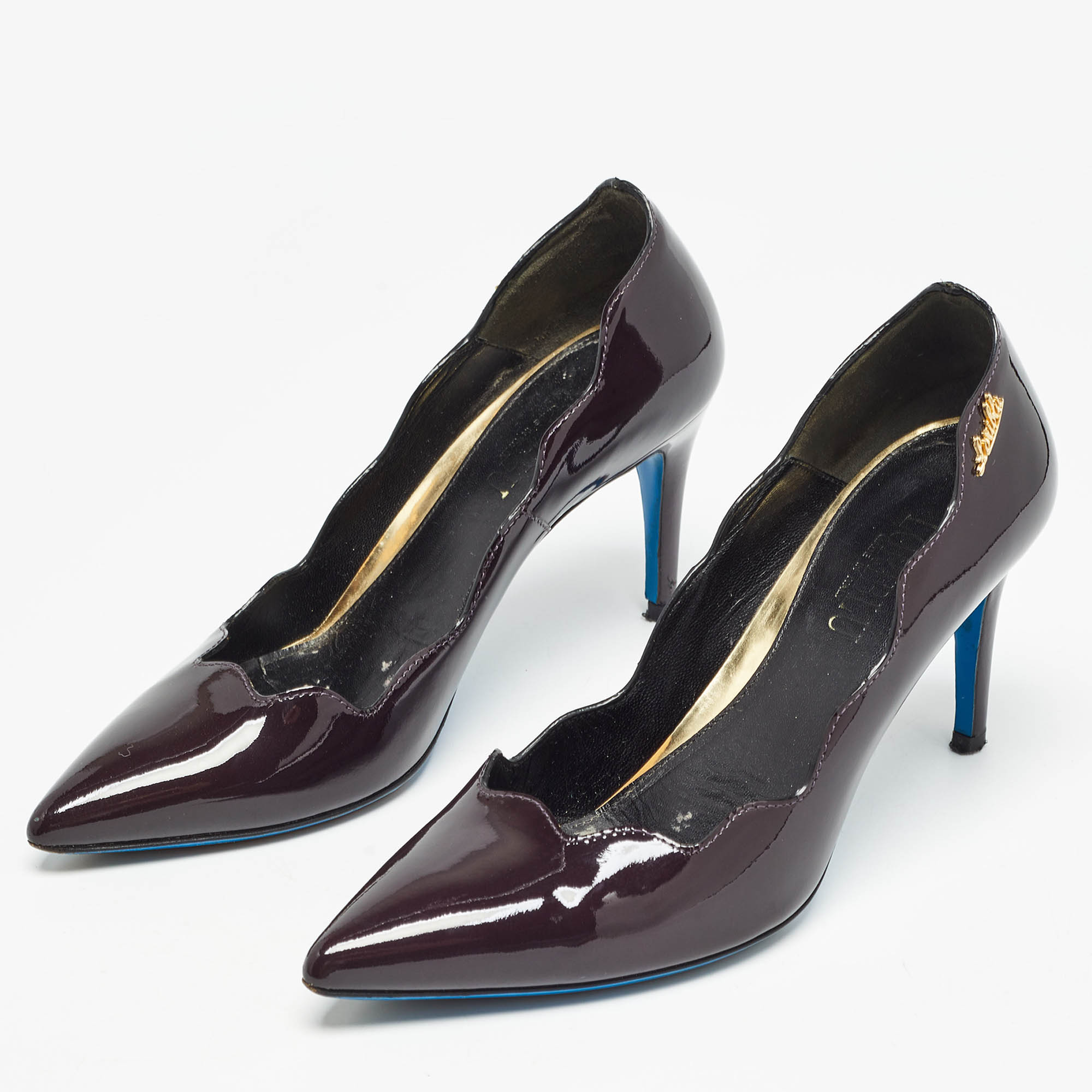 Loriblu Dark Brown Patent Leather Pointed Toe Pumps Size 35