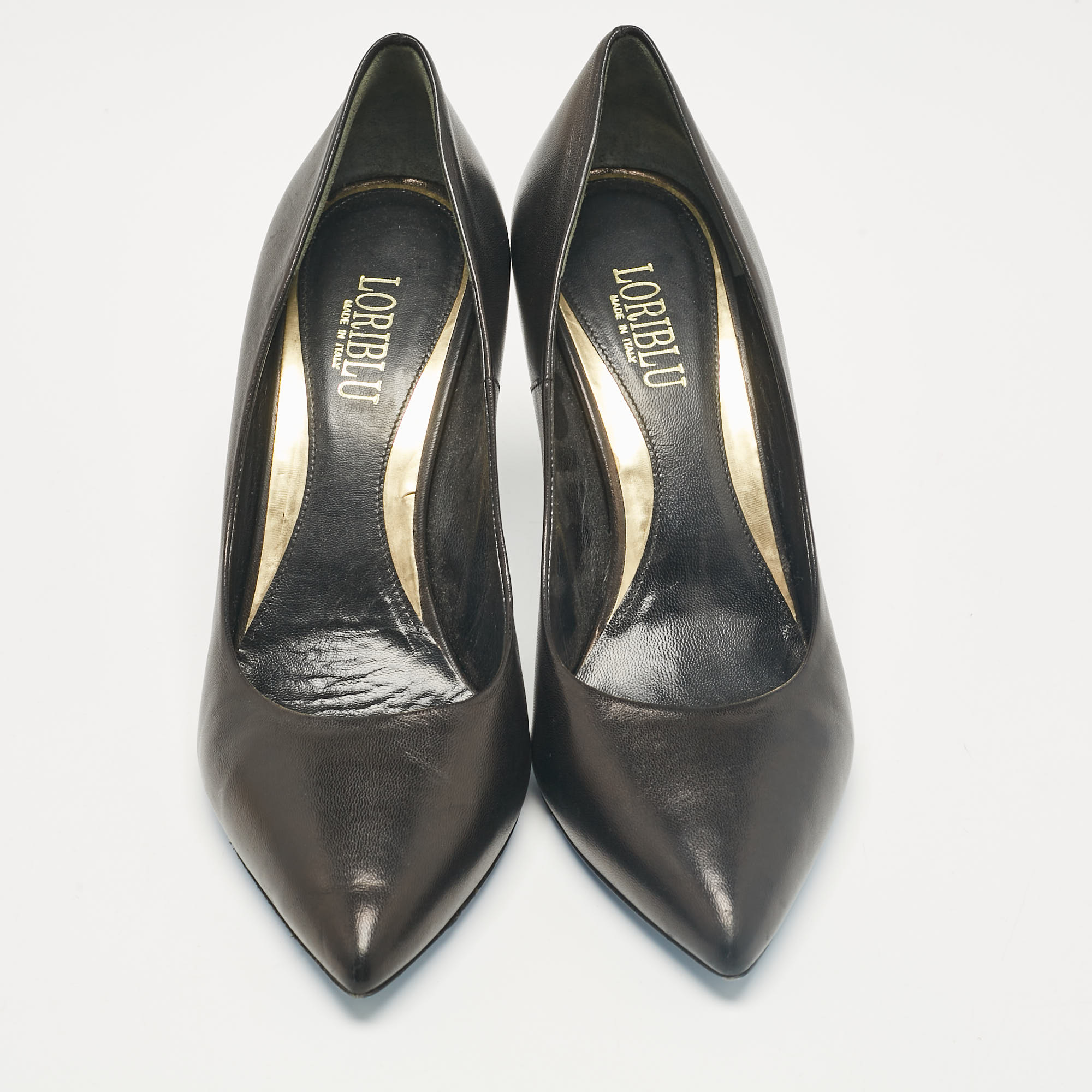 Loriblu Black Leather Pointed Toe Pumps Size 39