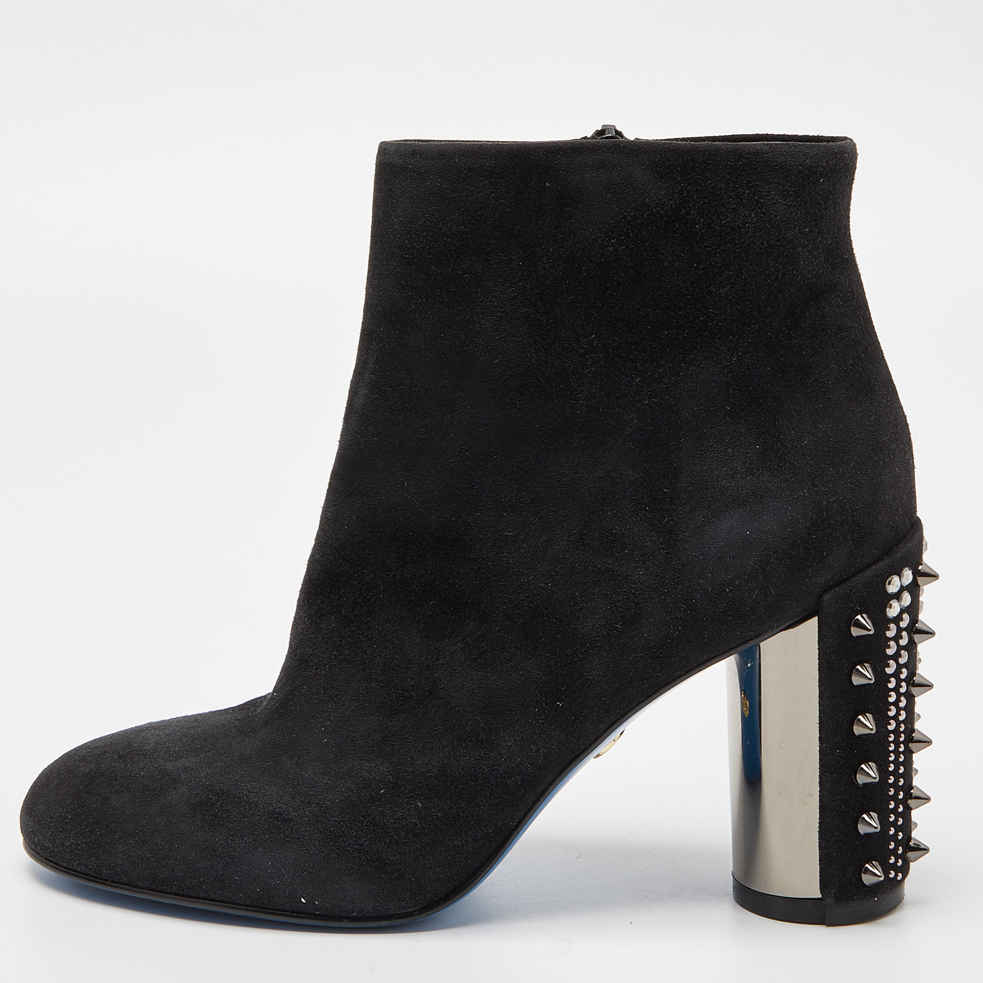 Loriblu Black Suede Spike Studded Ankle Boots Size 38