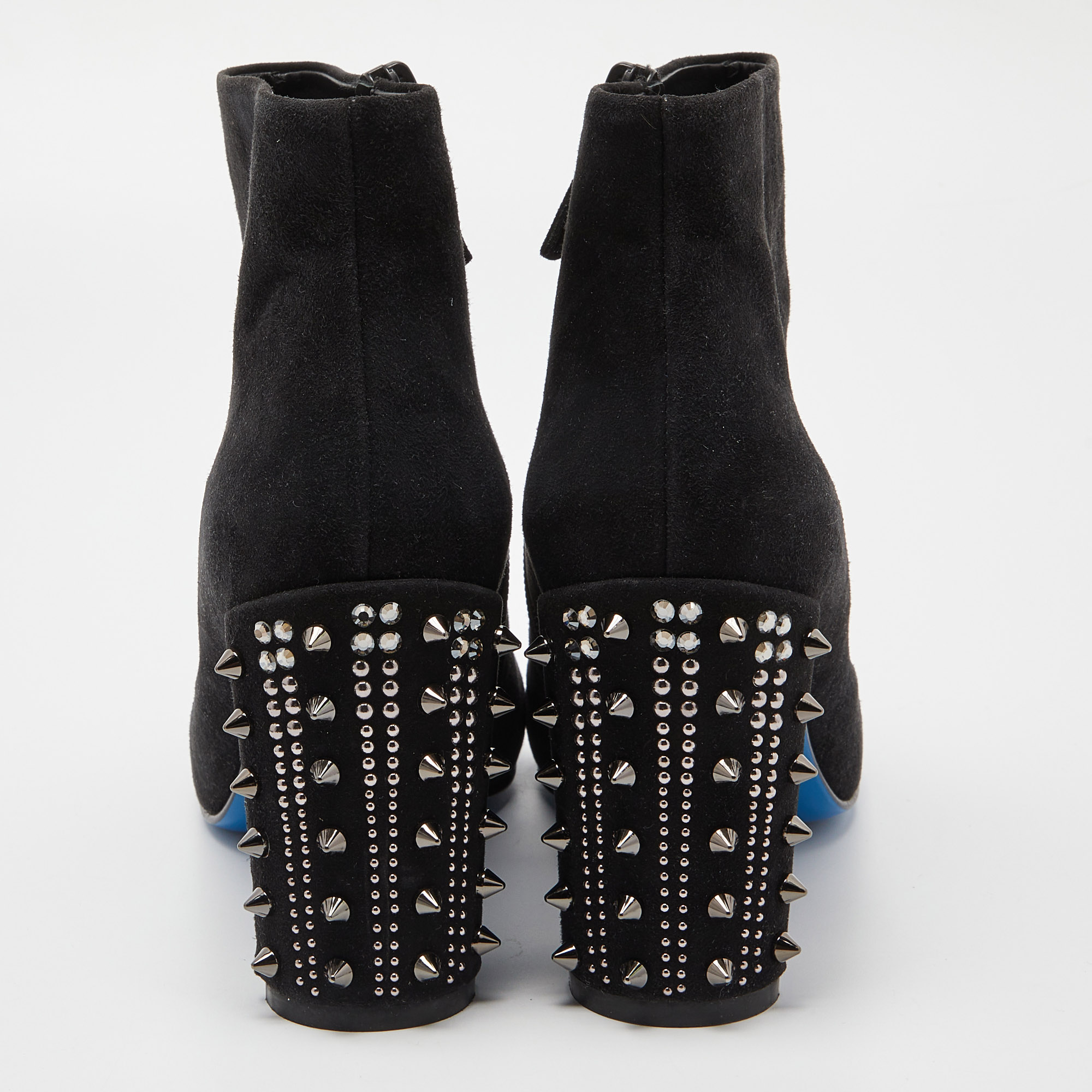 Loriblu Black Suede Spike Studded Ankle Boots Size 38