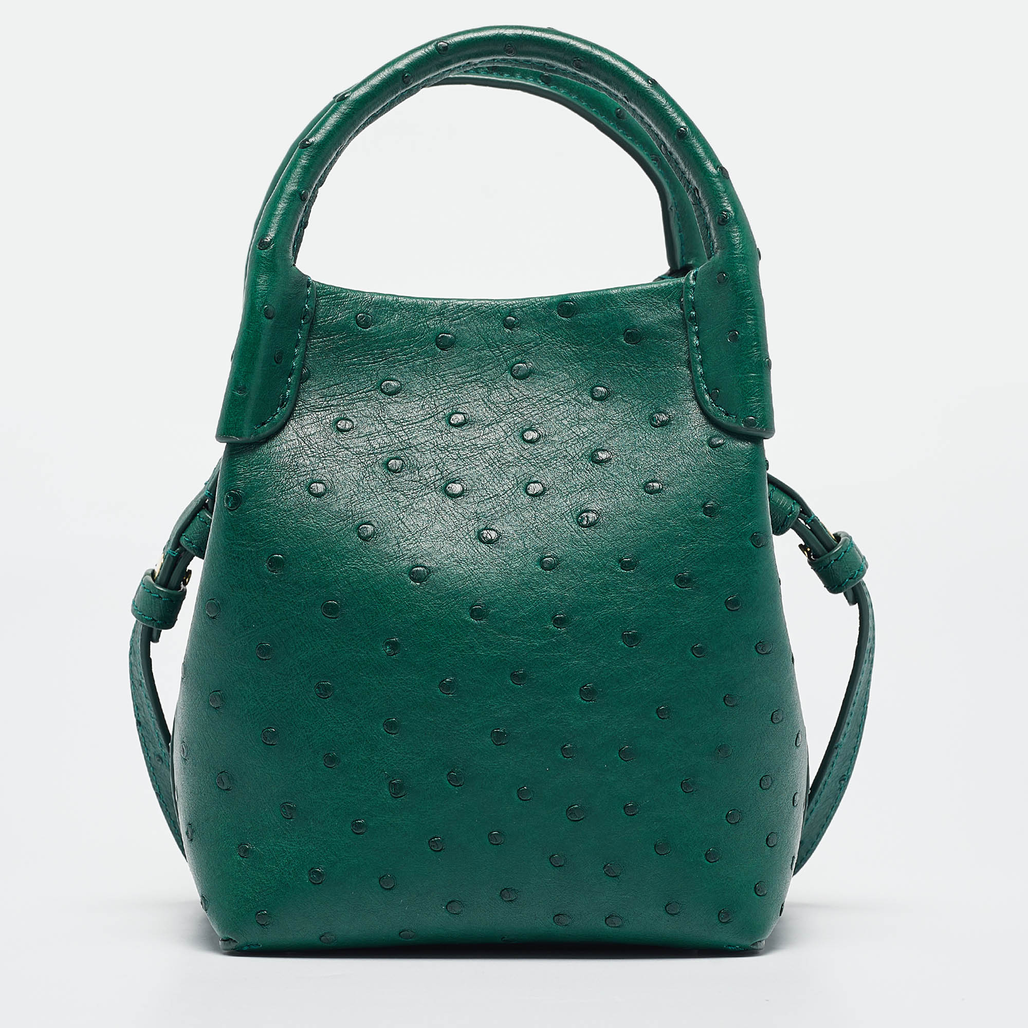 Loro Piana Green Ostrich Micro Bale Bag