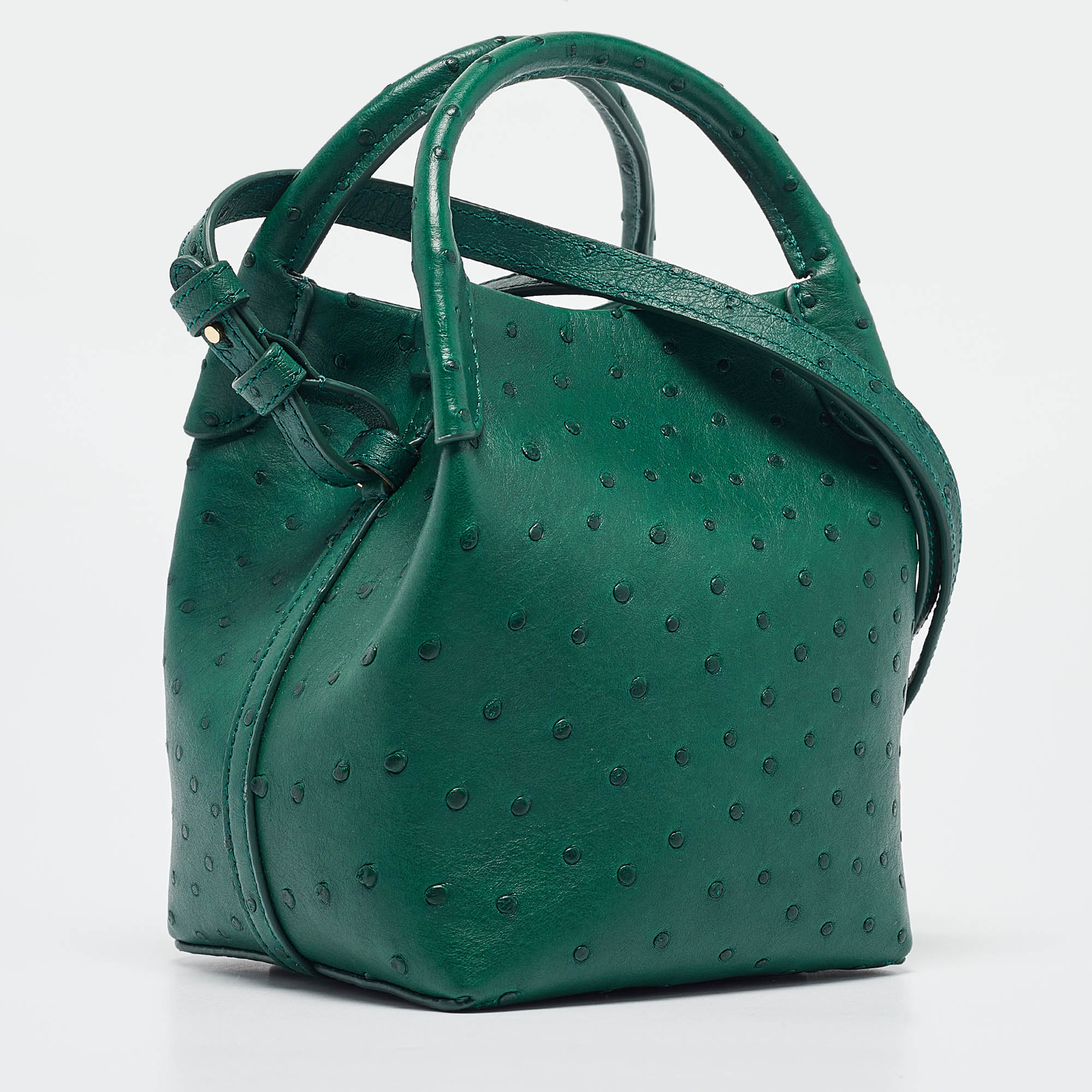 Loro Piana Green Ostrich Micro Bale Bag