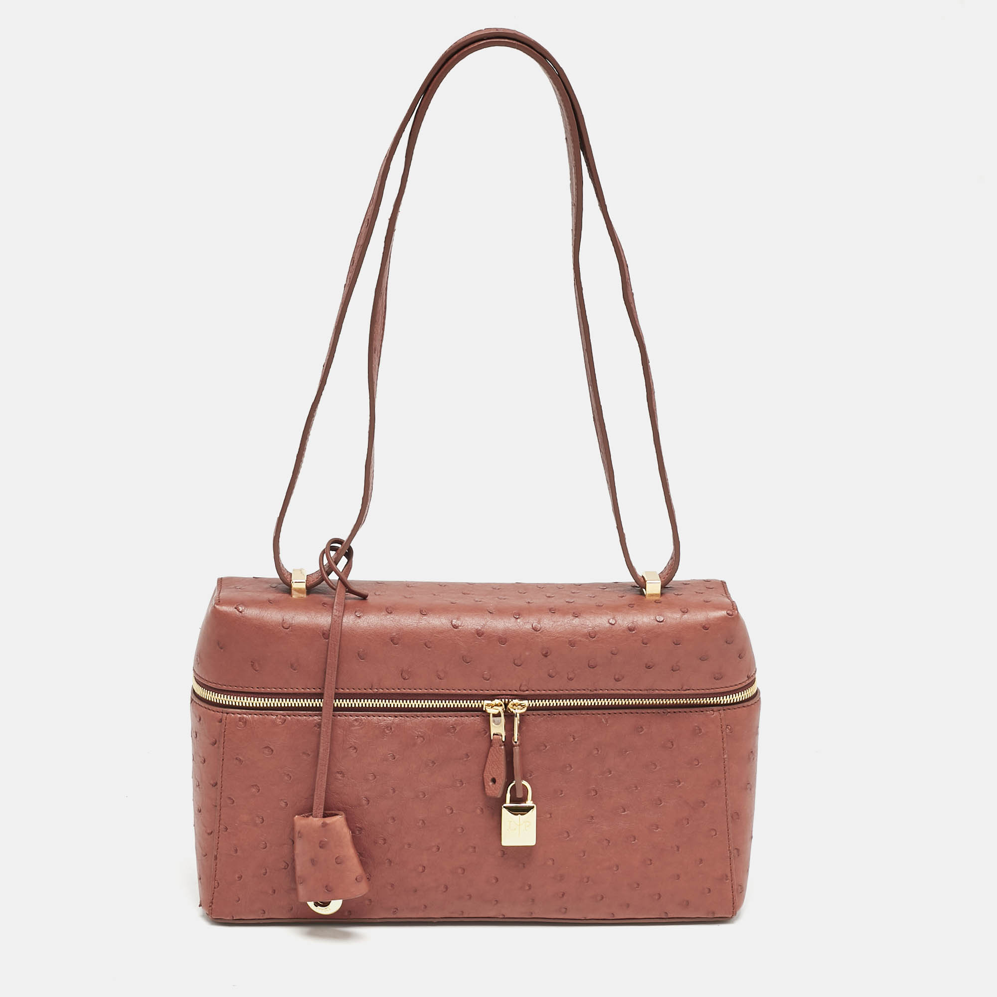 Loro Piana Brown Ostrich L27 Extra Bag