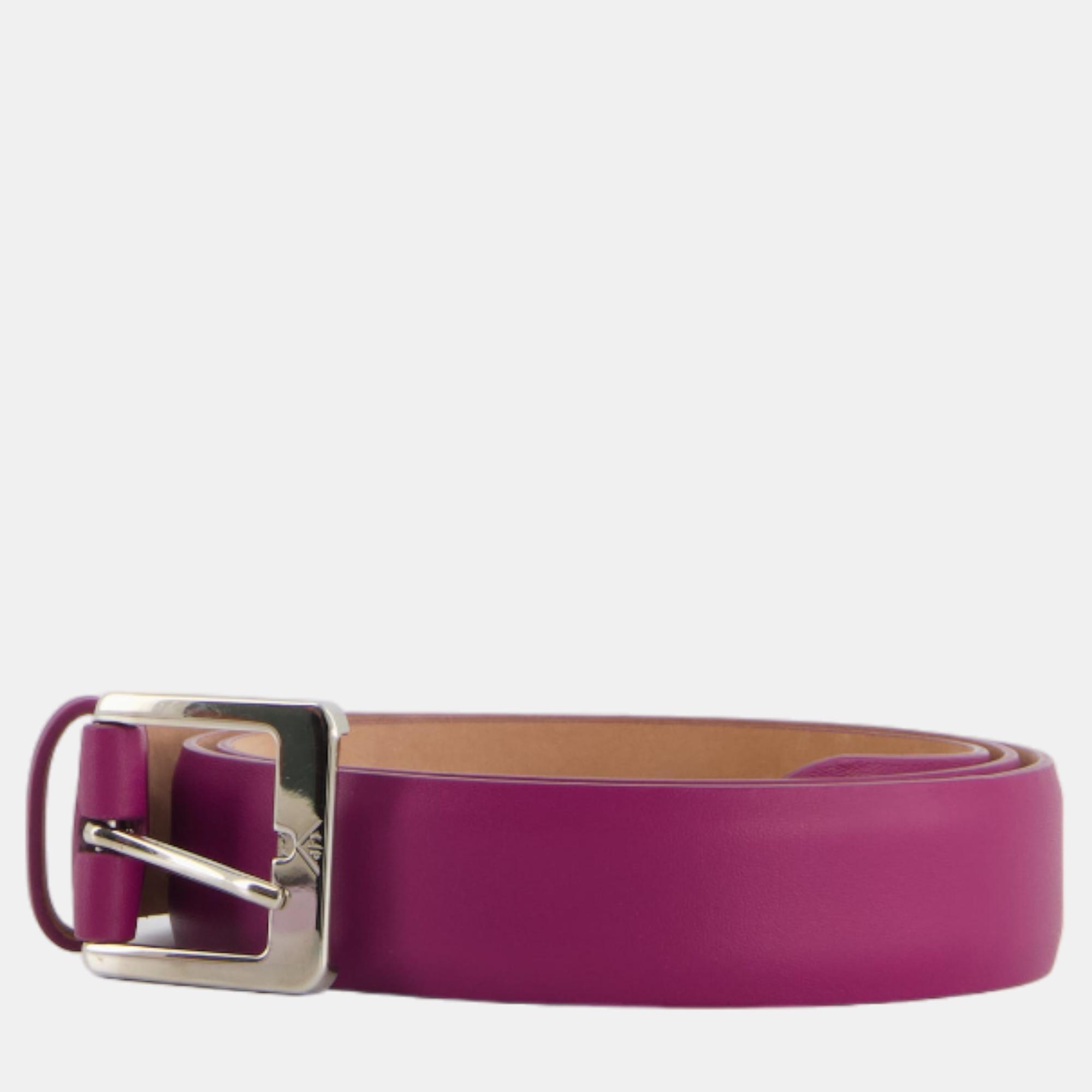 

Loro Piana Fuchsia Leather Belt with Silver Hardware Size, Pink