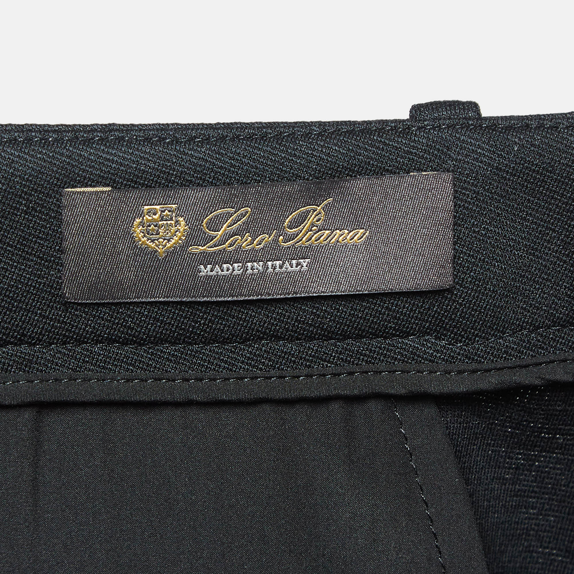 Loro Piana Black Stretch Wool Blend Straight-Leg Trousers M