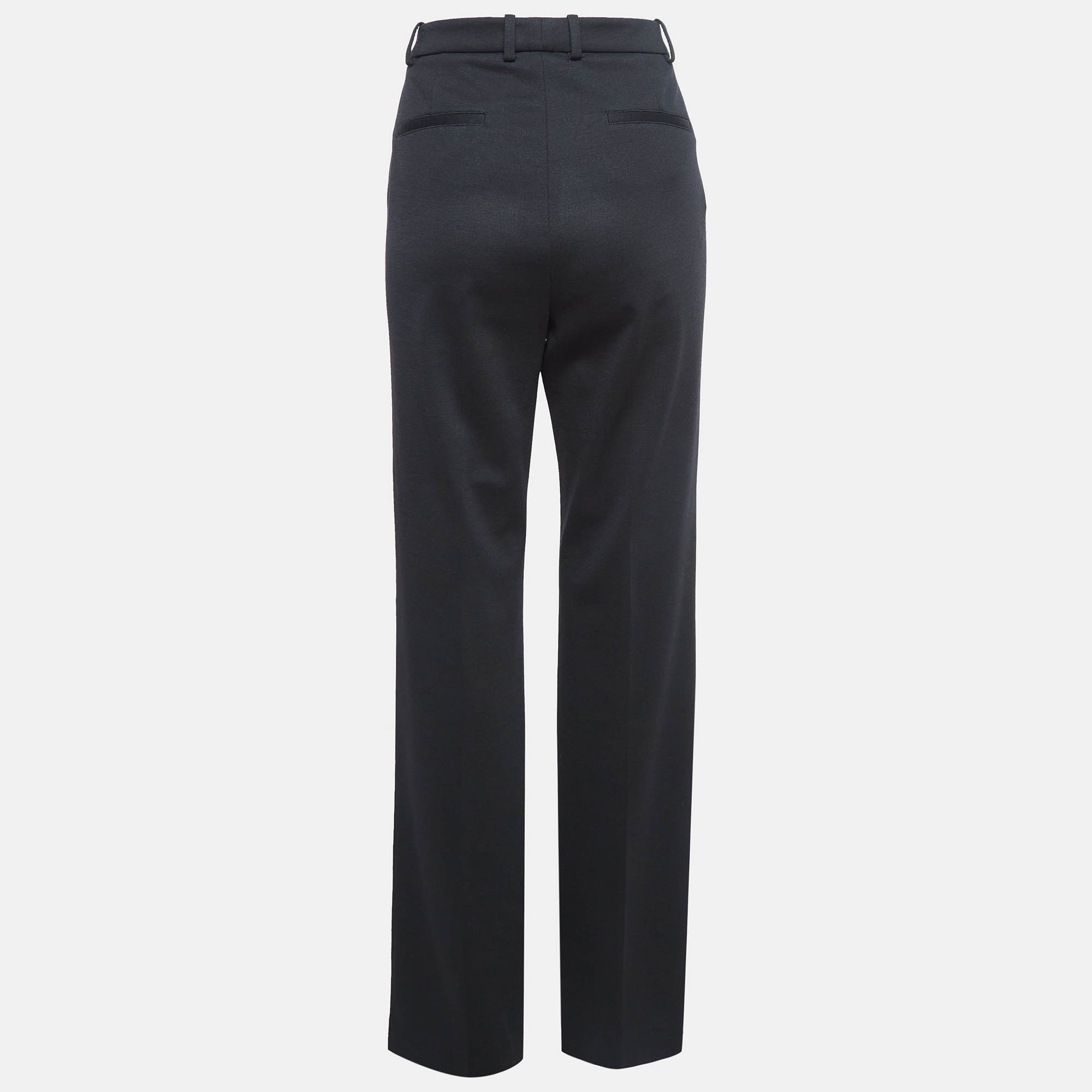 Loro Piana Black Stretch Wool Blend Straight-Leg Trousers M