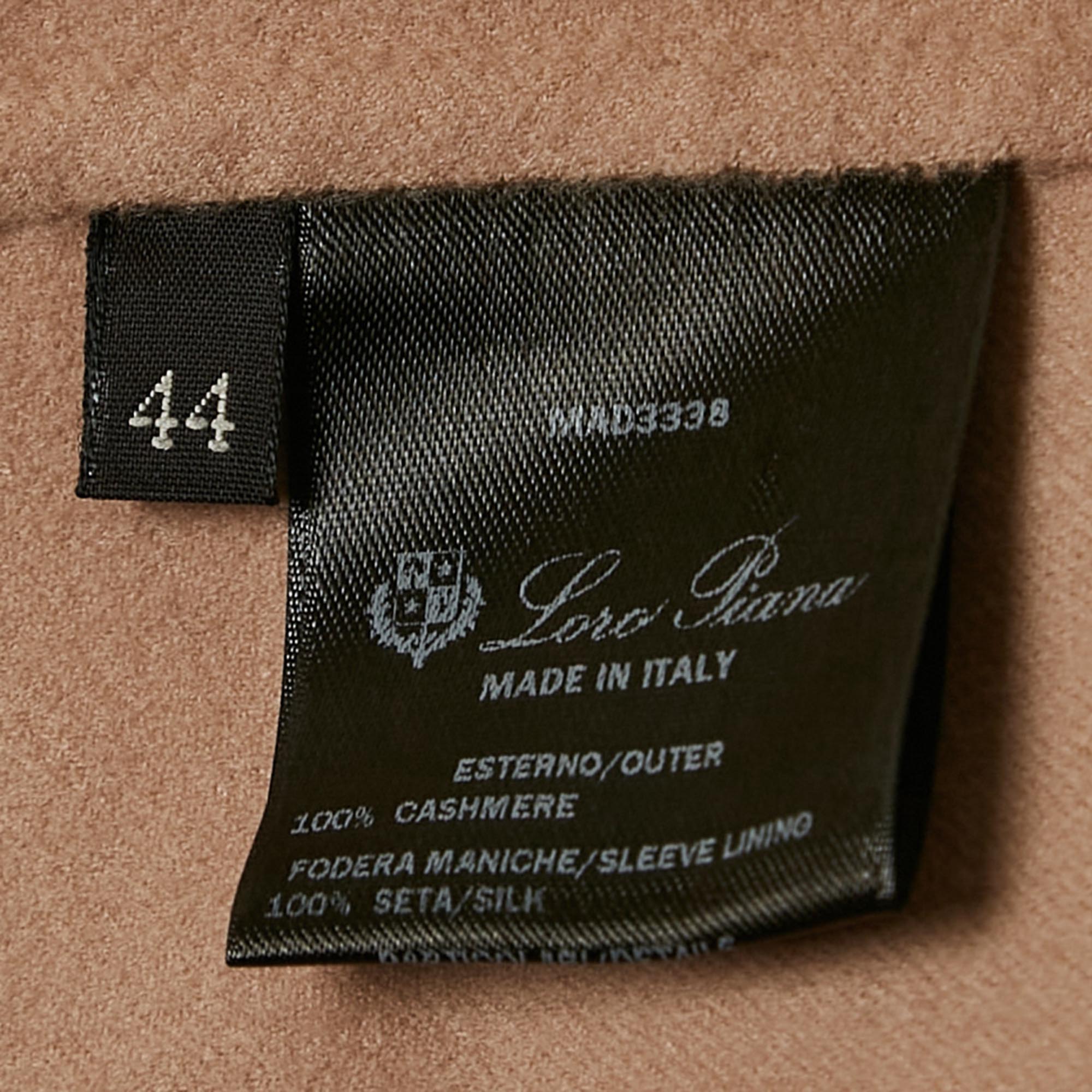 Loro Piana Brown Cashmere Open Front Jacket M