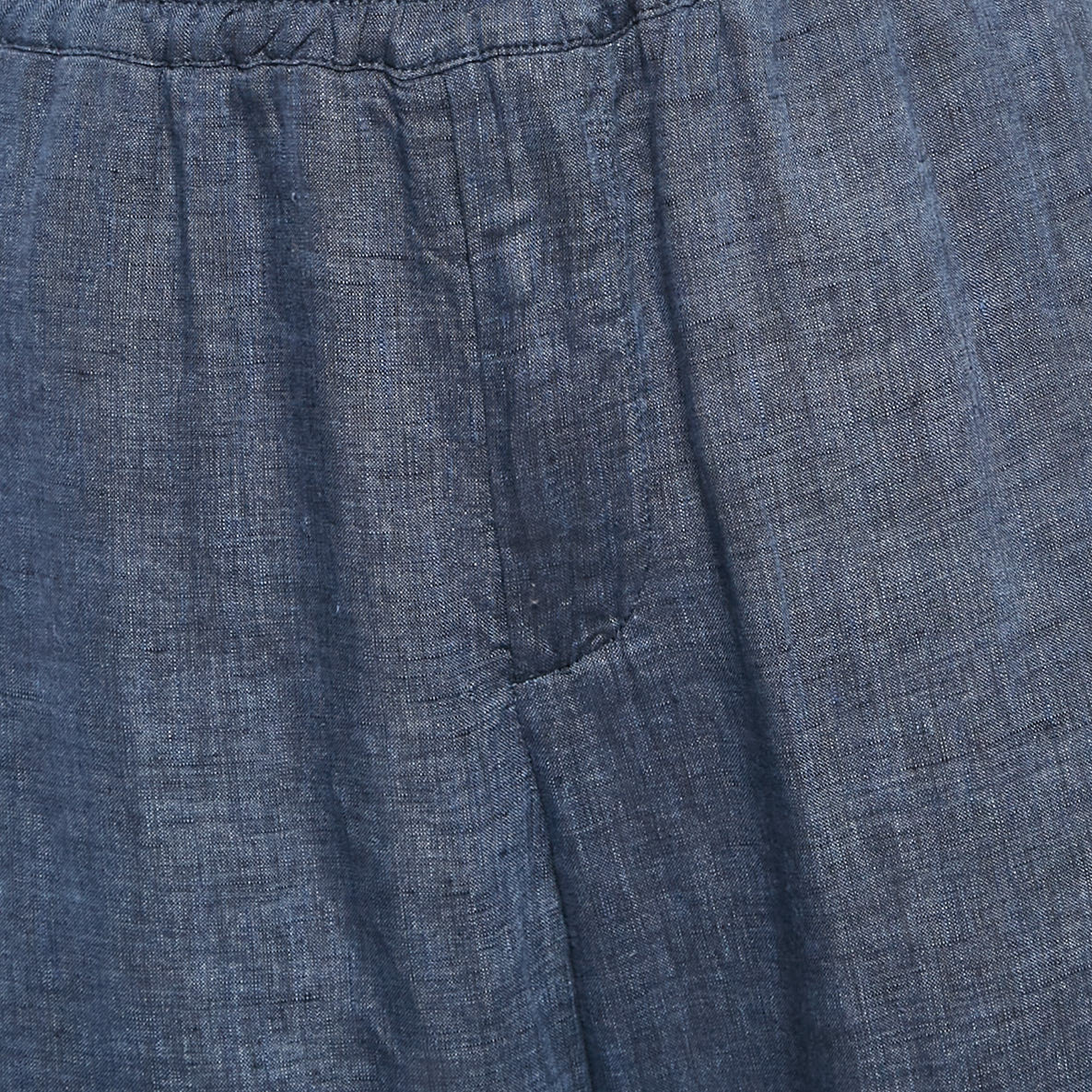 Loro Piana Blue Linen Straight Leg Trousers L