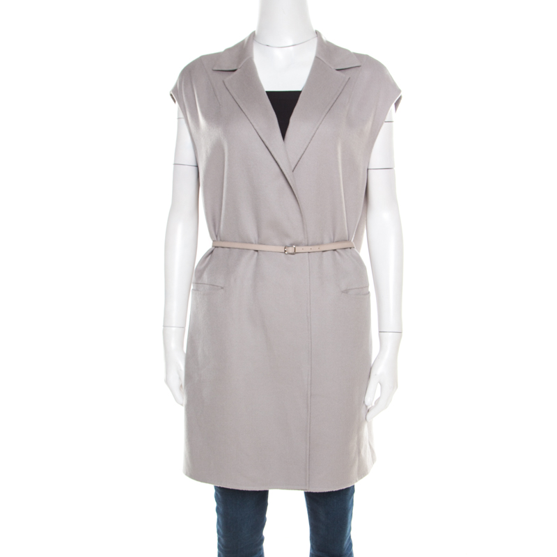 Image of Loro Piana Grey Cashmere Belted Evan Gilet Vest M