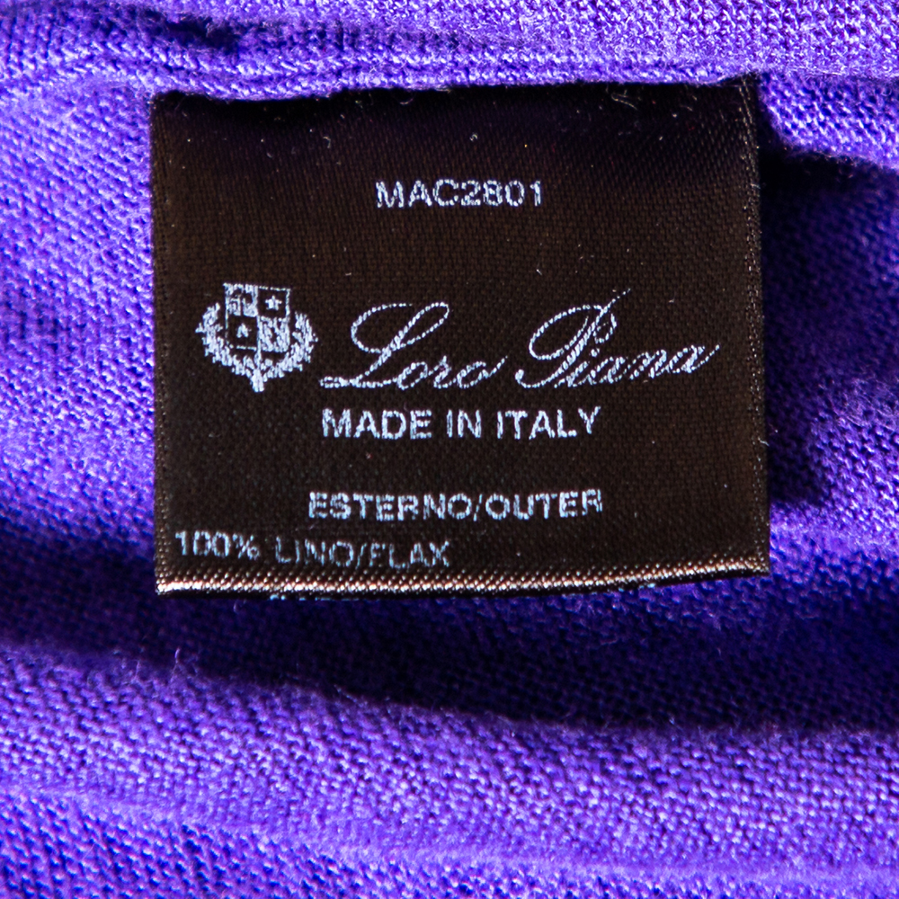 Loro Piana Purple Linen Long Sleeved Polo T-Shirt S