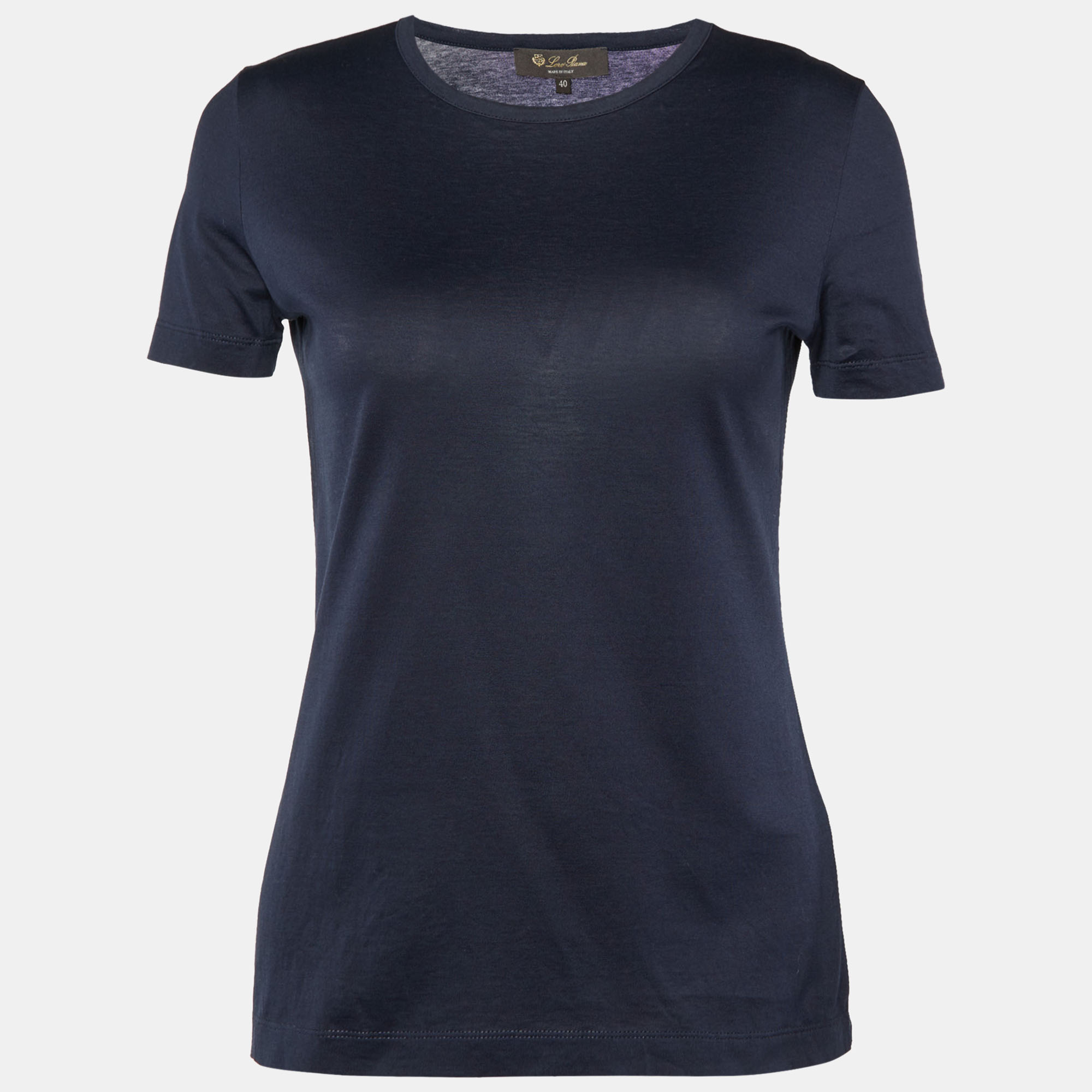Loro Piana Navy Blue Cotton Knit Round Neck T-Shirt S