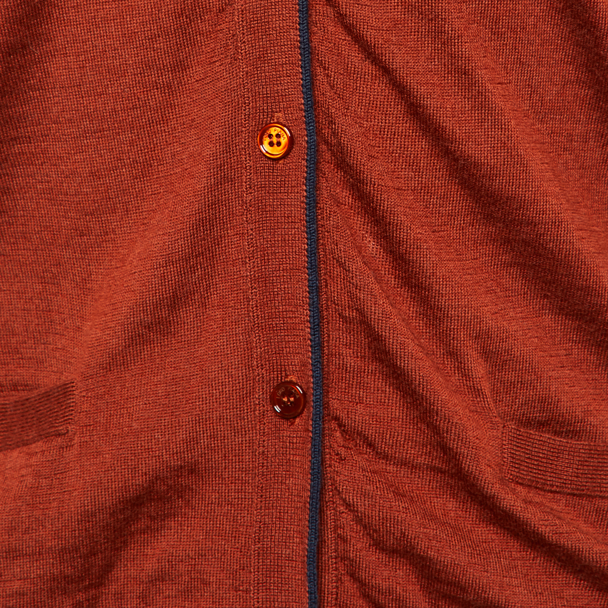 Loro Piana Burnt Orange Cotton Knit Button Front Cardigan S