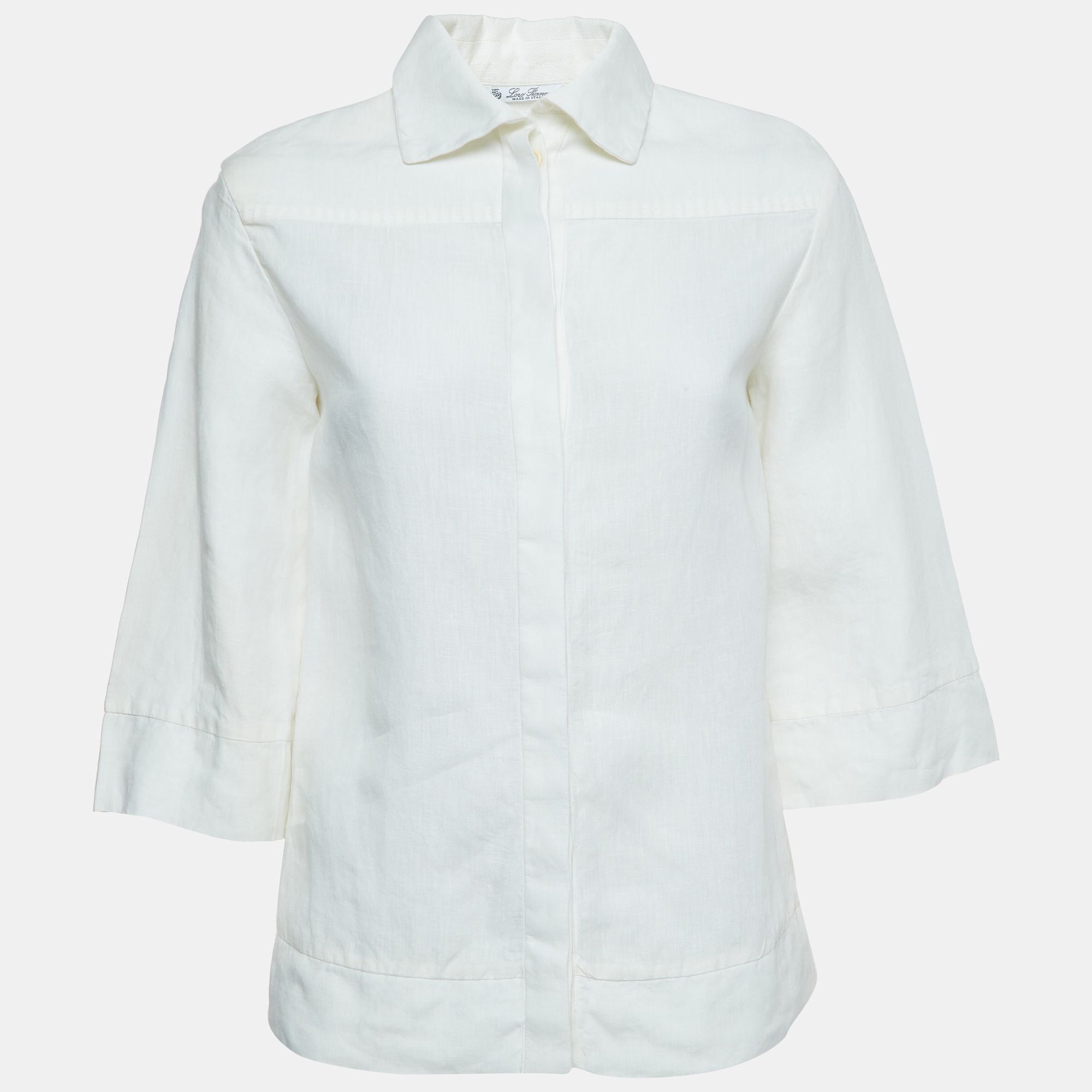 Loro Piana Ivory White Linen Shirt S
