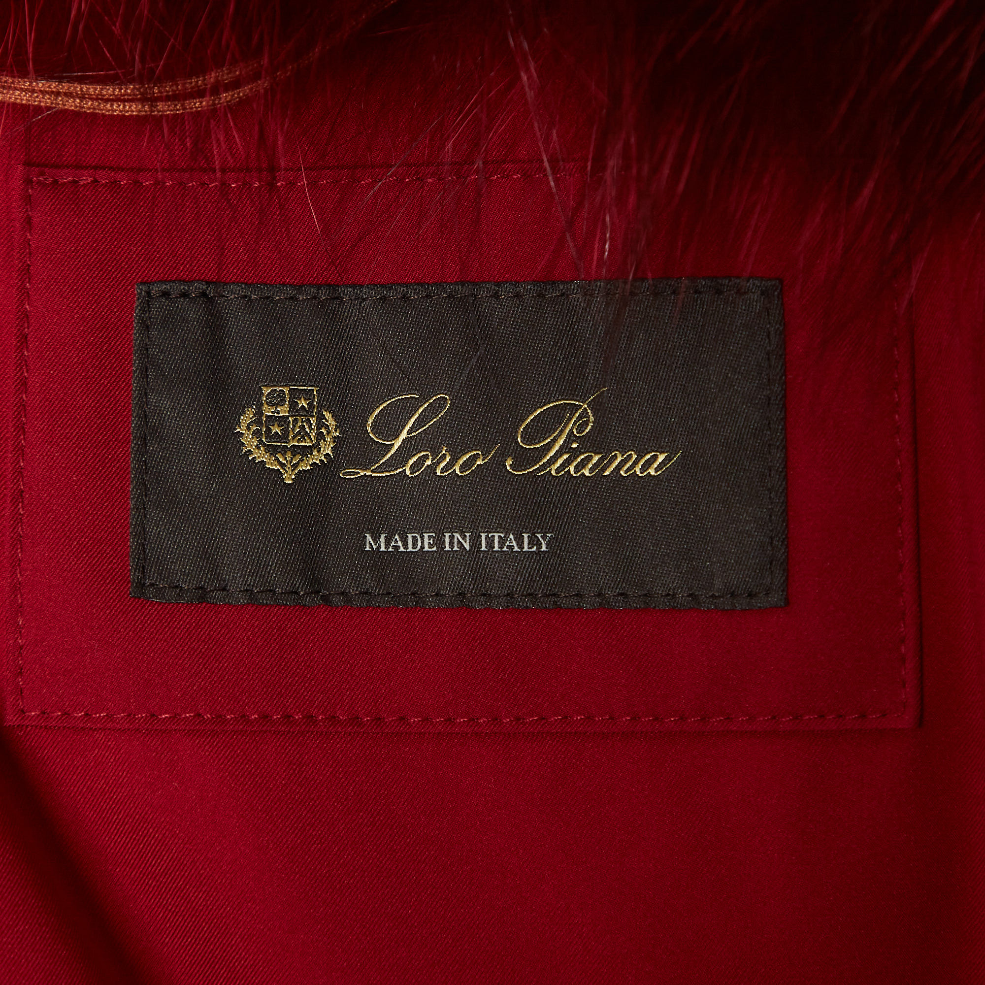 Loro Piana Red Nylon Fox Fur Trimmed Zip Front Jacket S