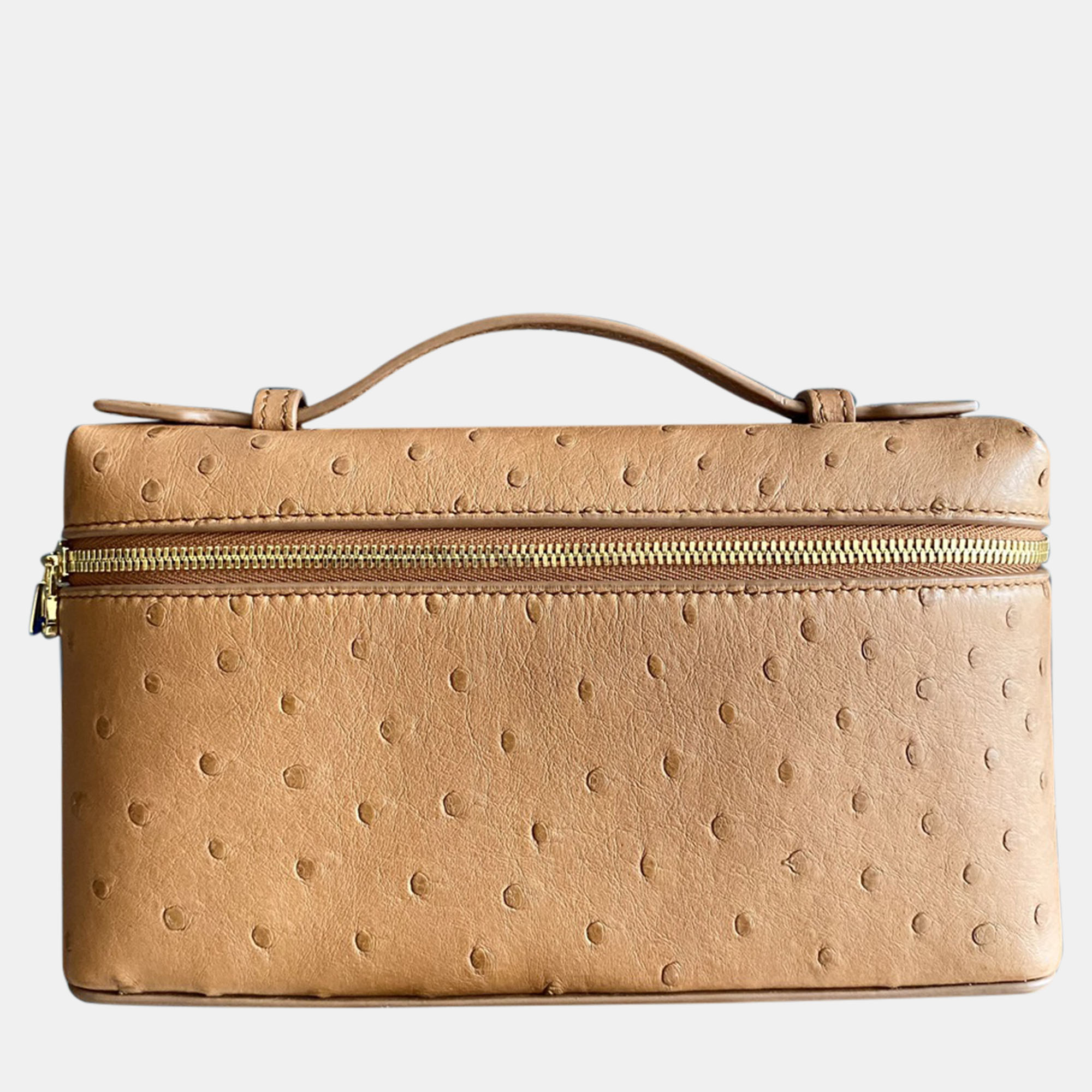 Loro Piana Brown Ostrich Leather L19 Handbag