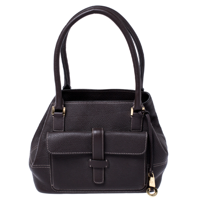 Image of Loro Piana Dark Grey Leather Odessa Satchel