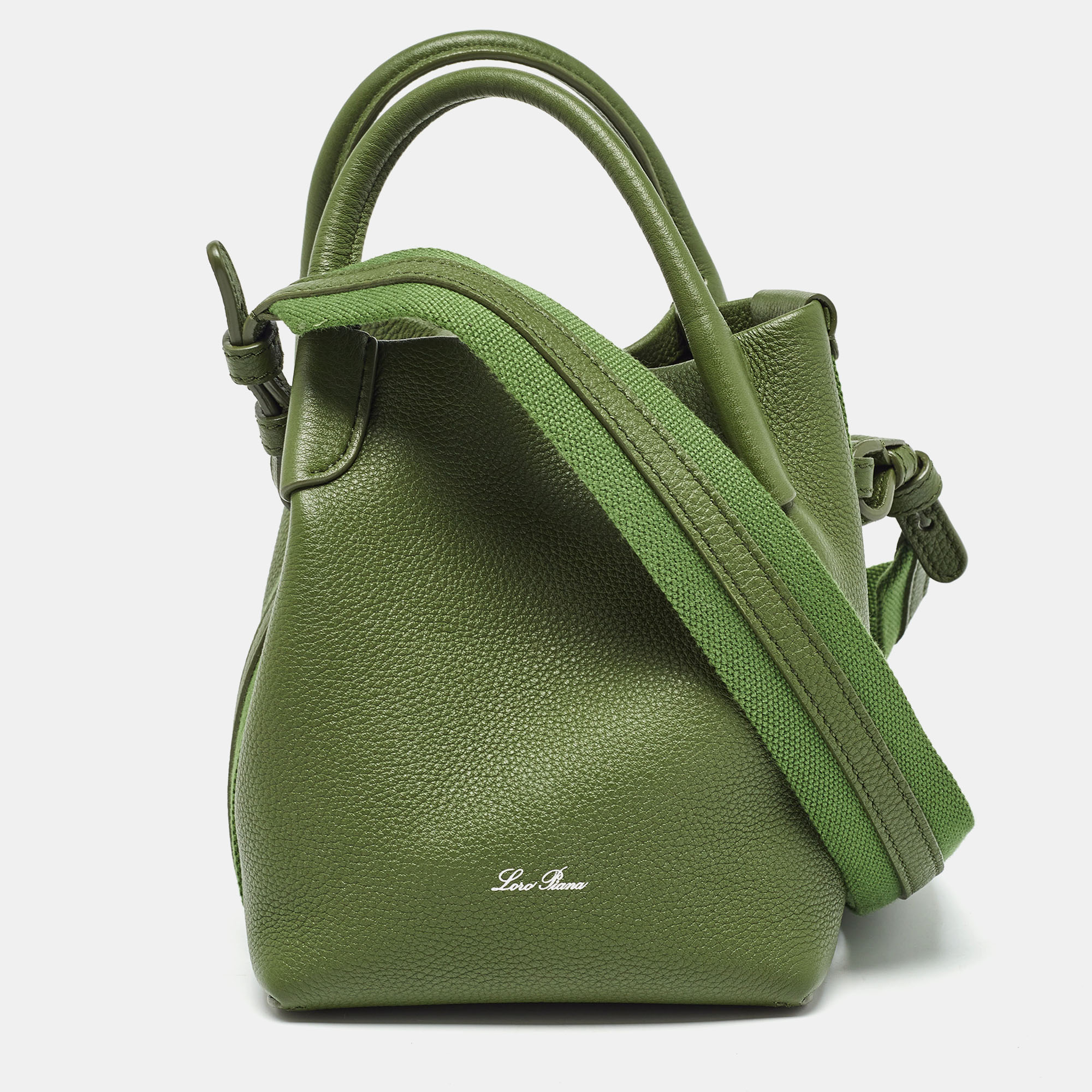 

Loro Piana Military Green Leather Micro Bale Bag
