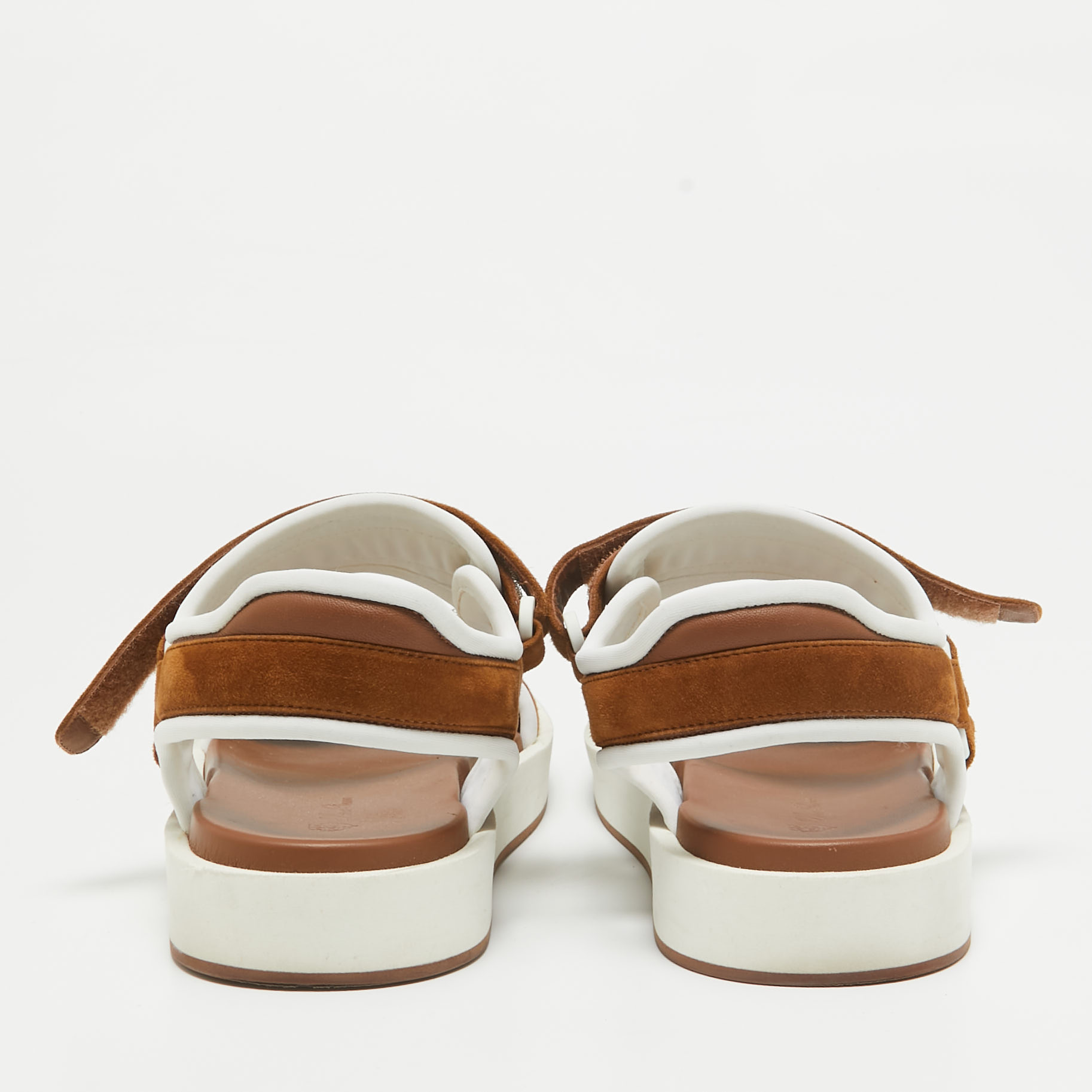 Loro Piana Brown Fabric And Suede Waikiki Flat Sandals Size 40