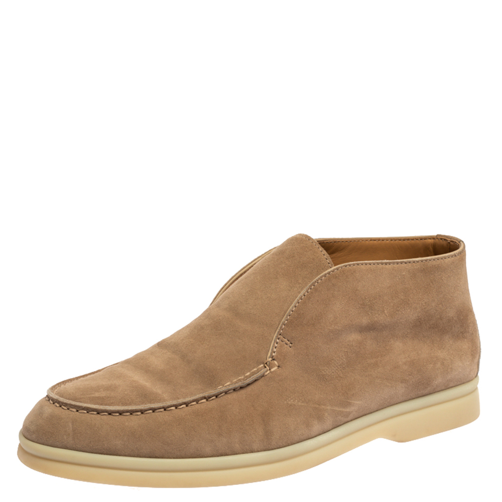Image of Loro Piana Beige Suede Open Walk Ankle Boots Size .