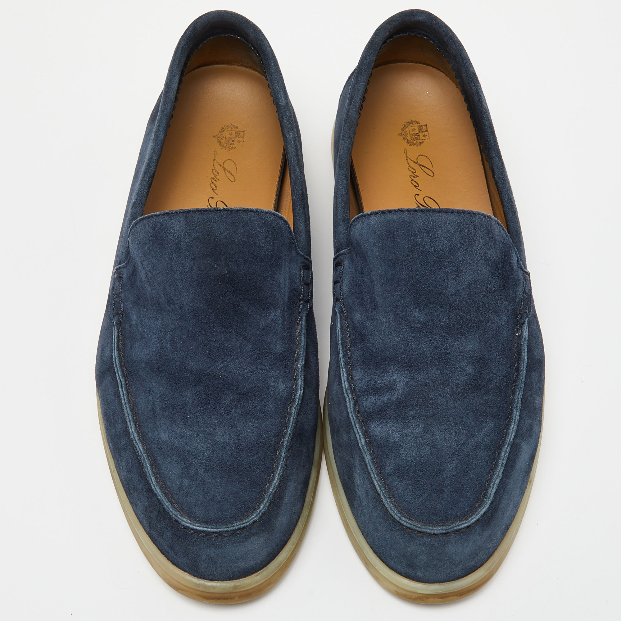 Loro Piana Navy Blue Suede Slip On Loafers Size 36