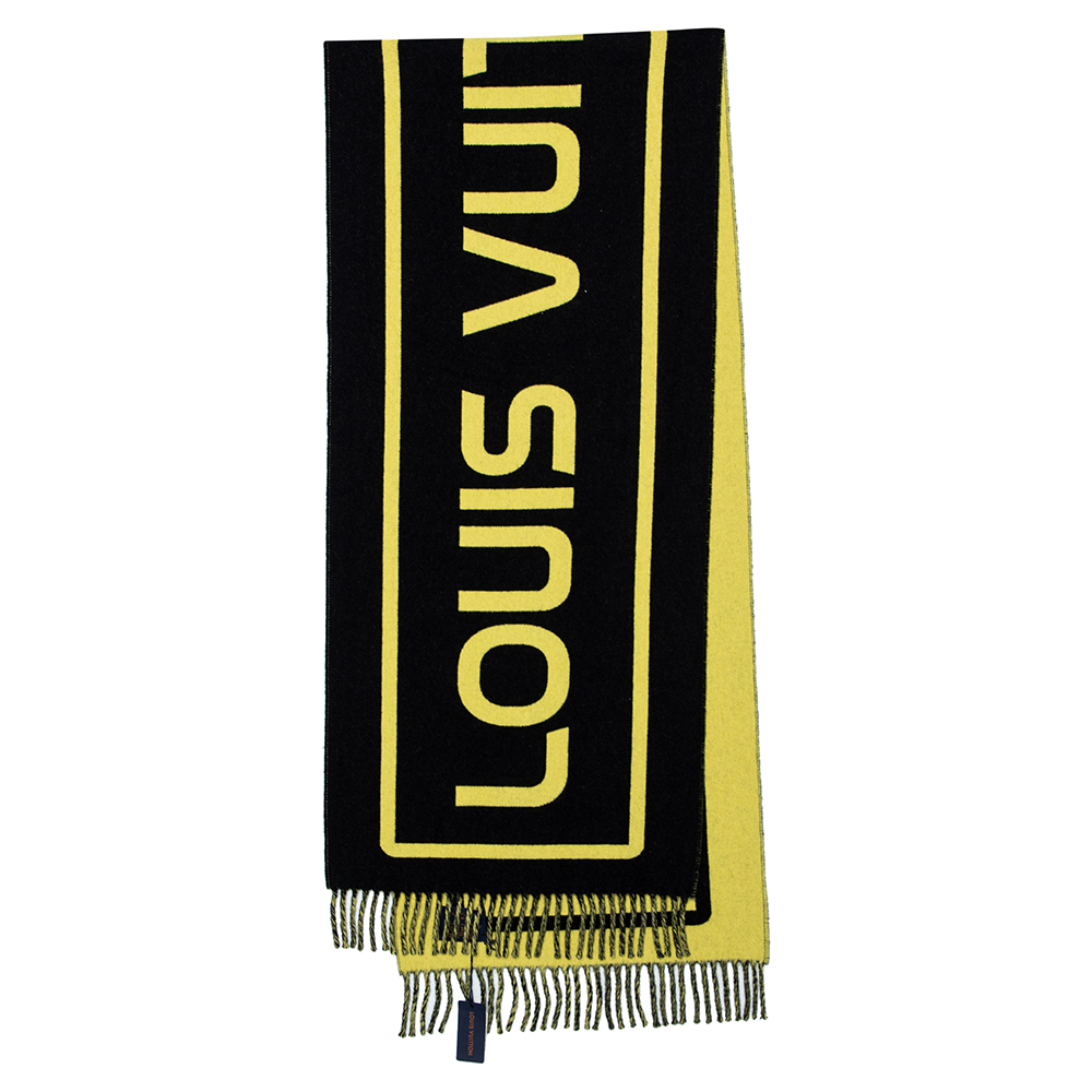 Louis Vuitton Black & Yellow City Gravity Wool Fringed Muffler