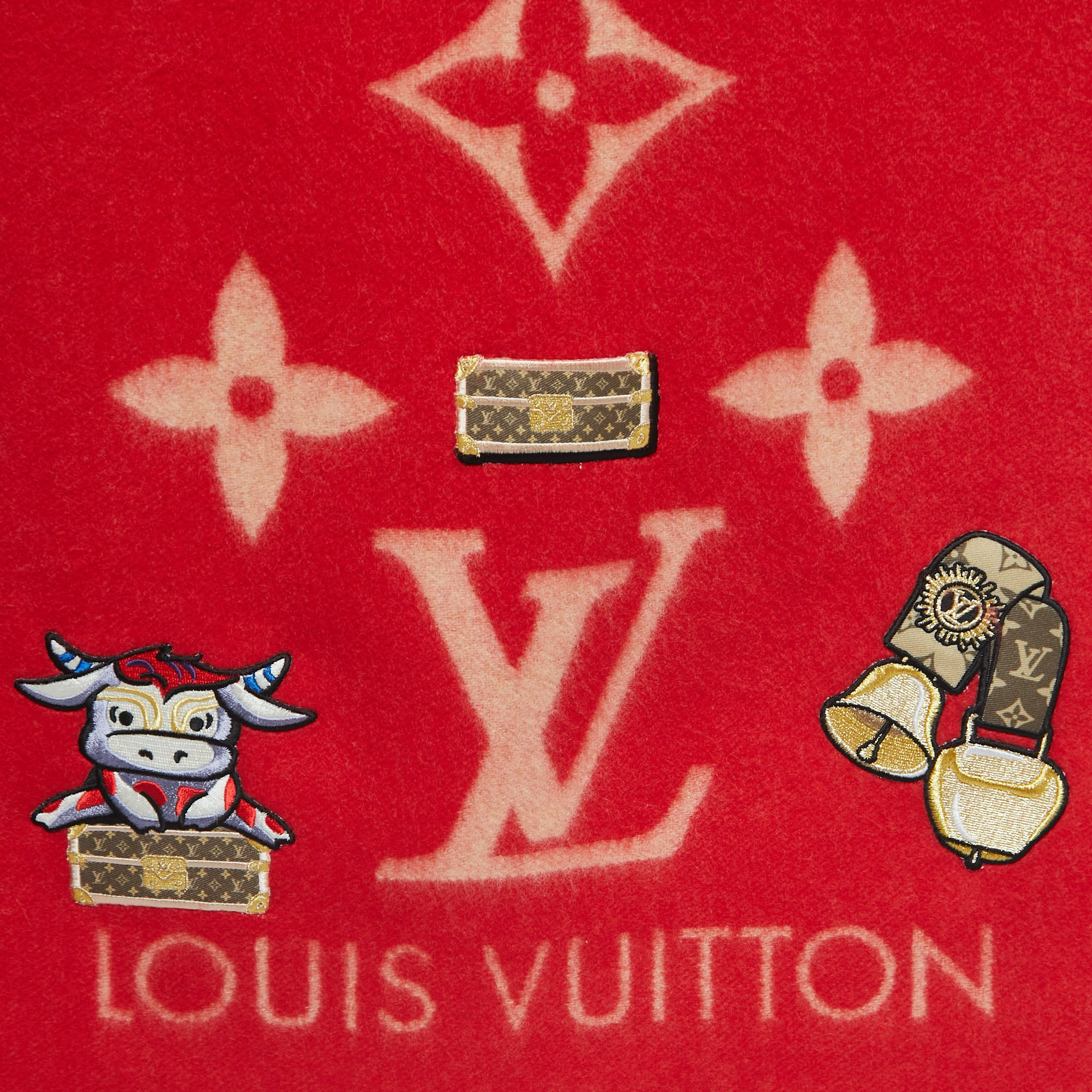 Louis Vuitton Red Monogram Cashmere Rodeo Reykjavik Scarf