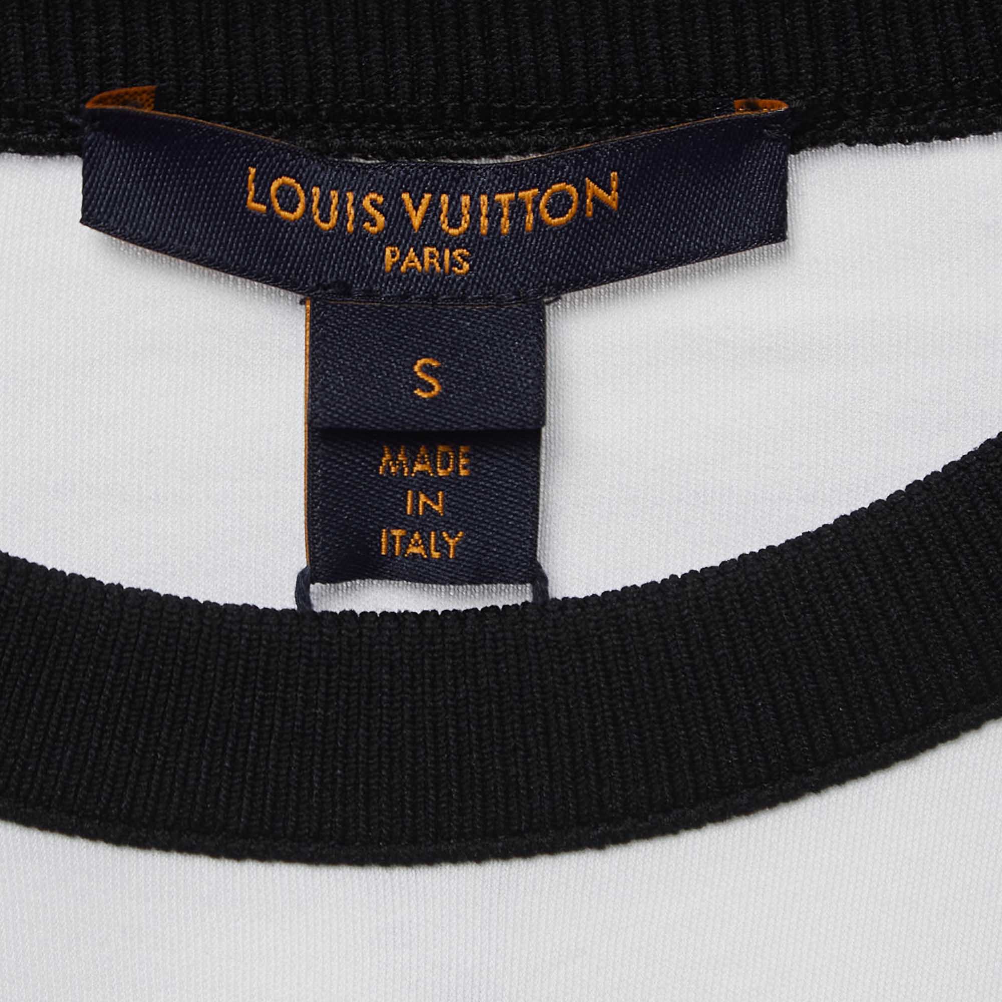 Louis Vuitton White Chain Print Cotton Mini T-Shirt Dress S