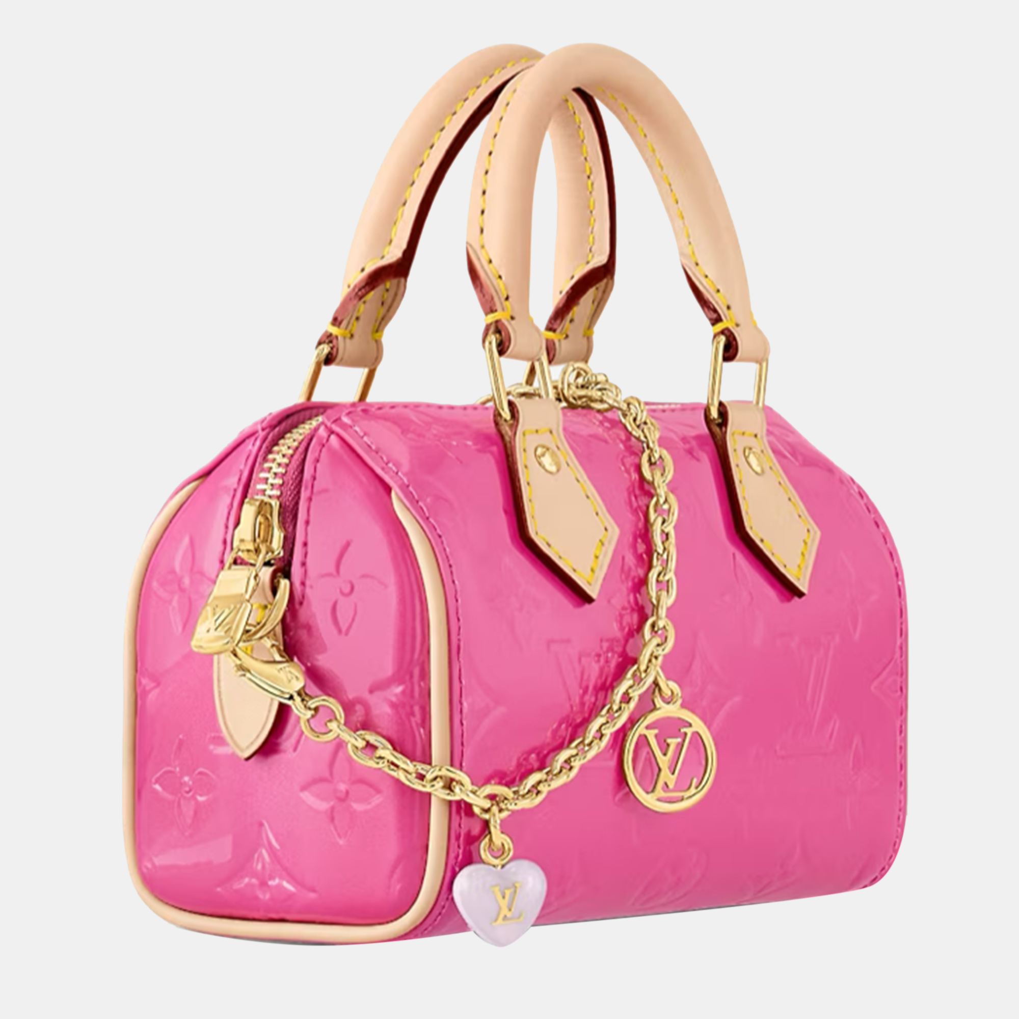 Louis Vuitton Pink Patent Leather Nano Speedy Handbag