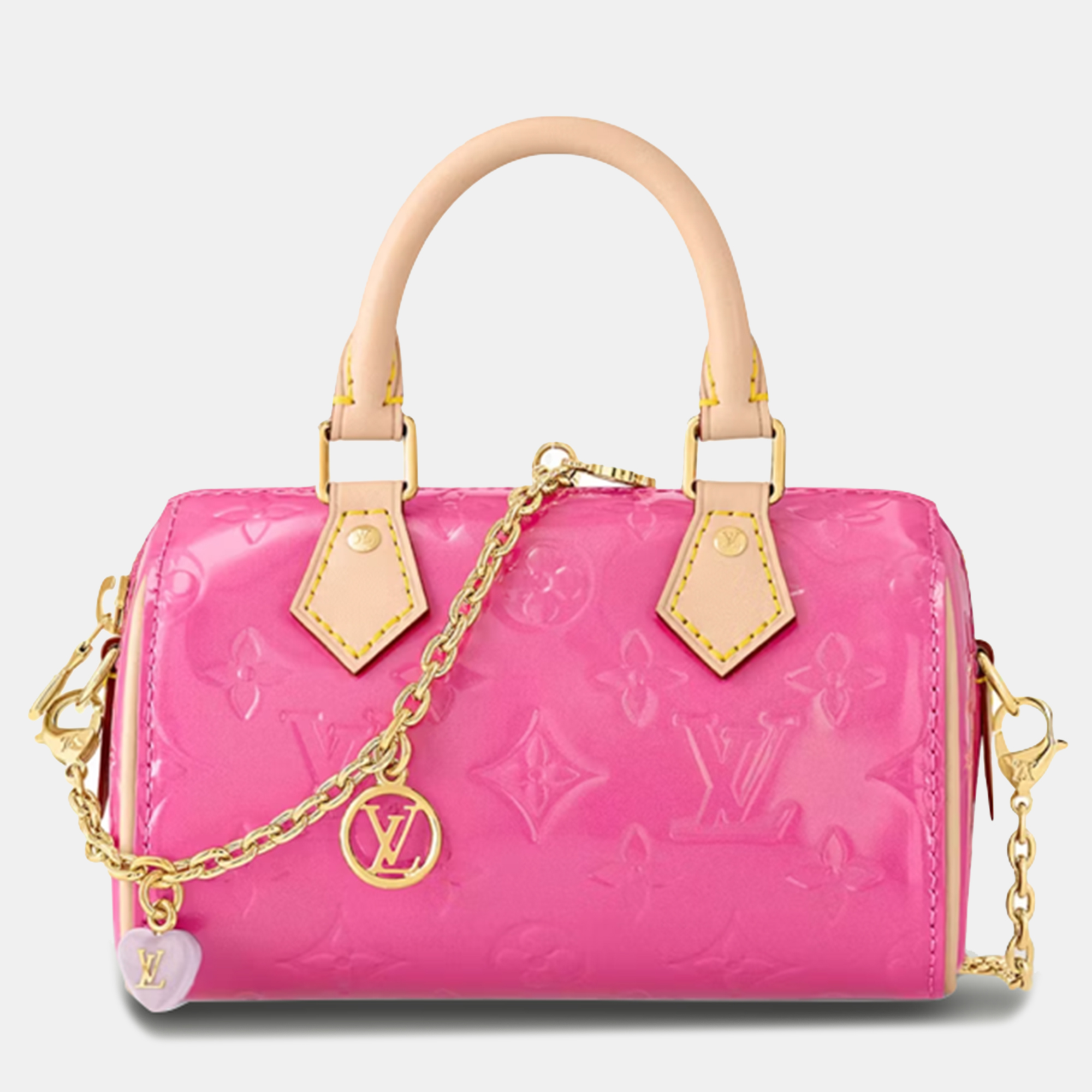 Louis Vuitton Pink Patent Leather Nano Speedy Handbag