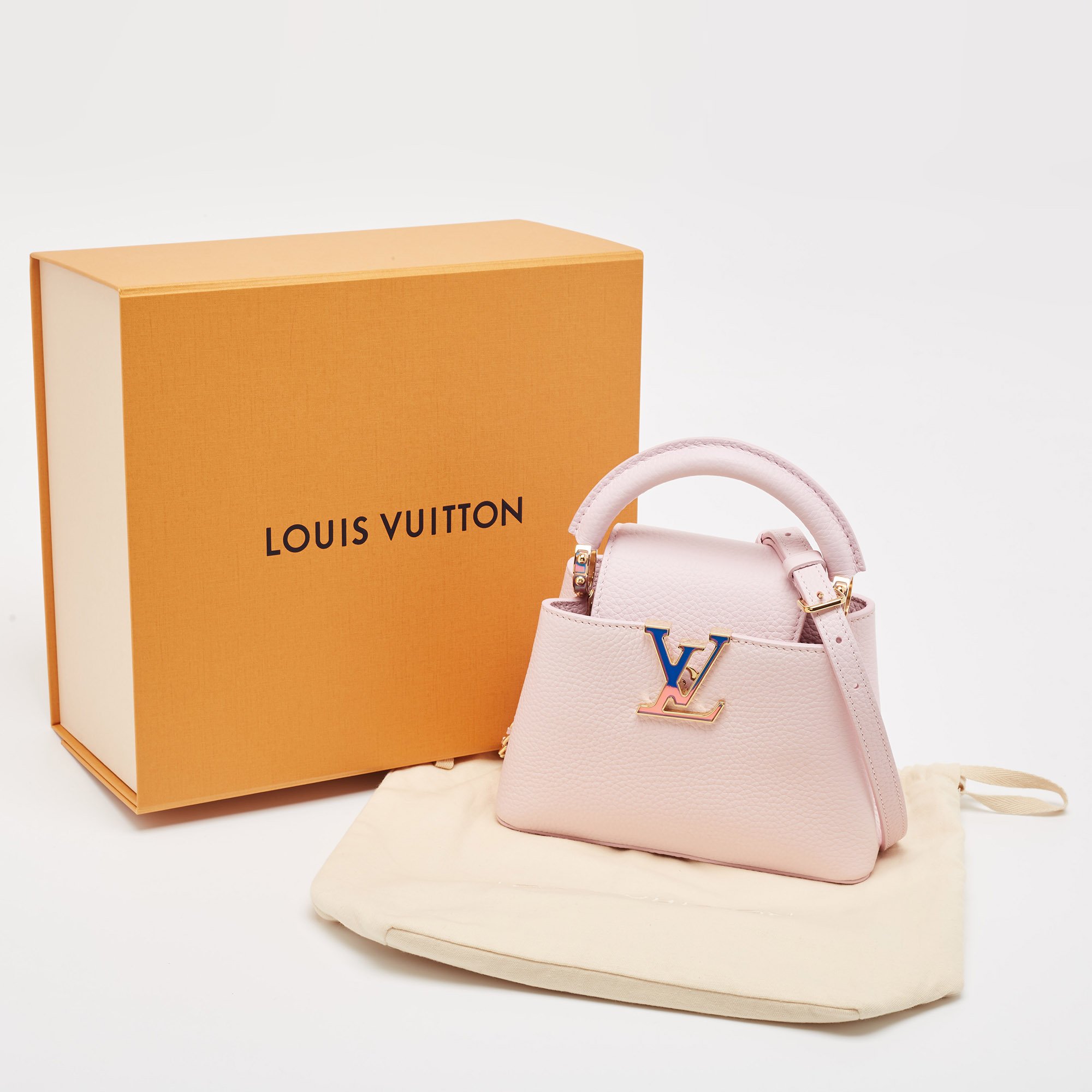 Louis Vuitton Lilac Mother Of Pearl Taurillon Leather Mini Capucines Bag