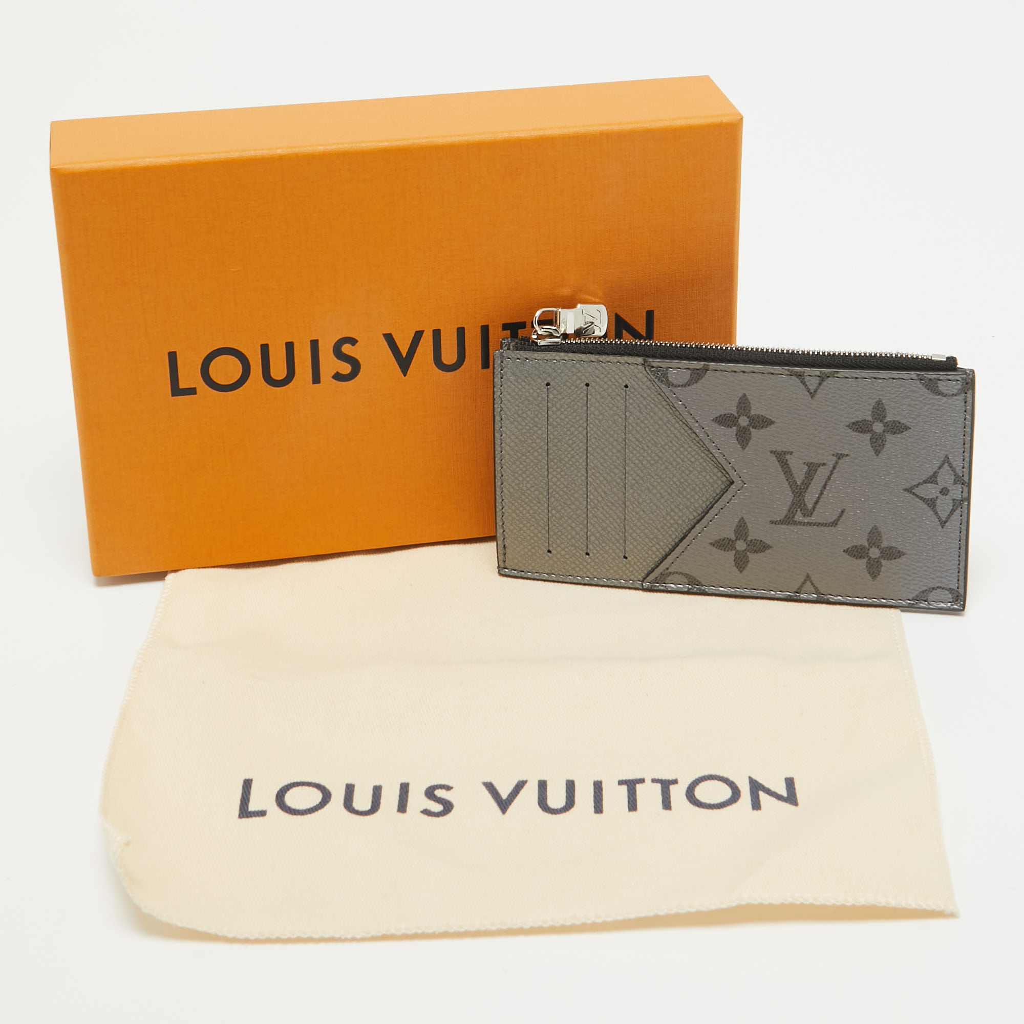 Louis Vuitton Silver Monogram Canvas And Taiga Leather Coin Card Holder