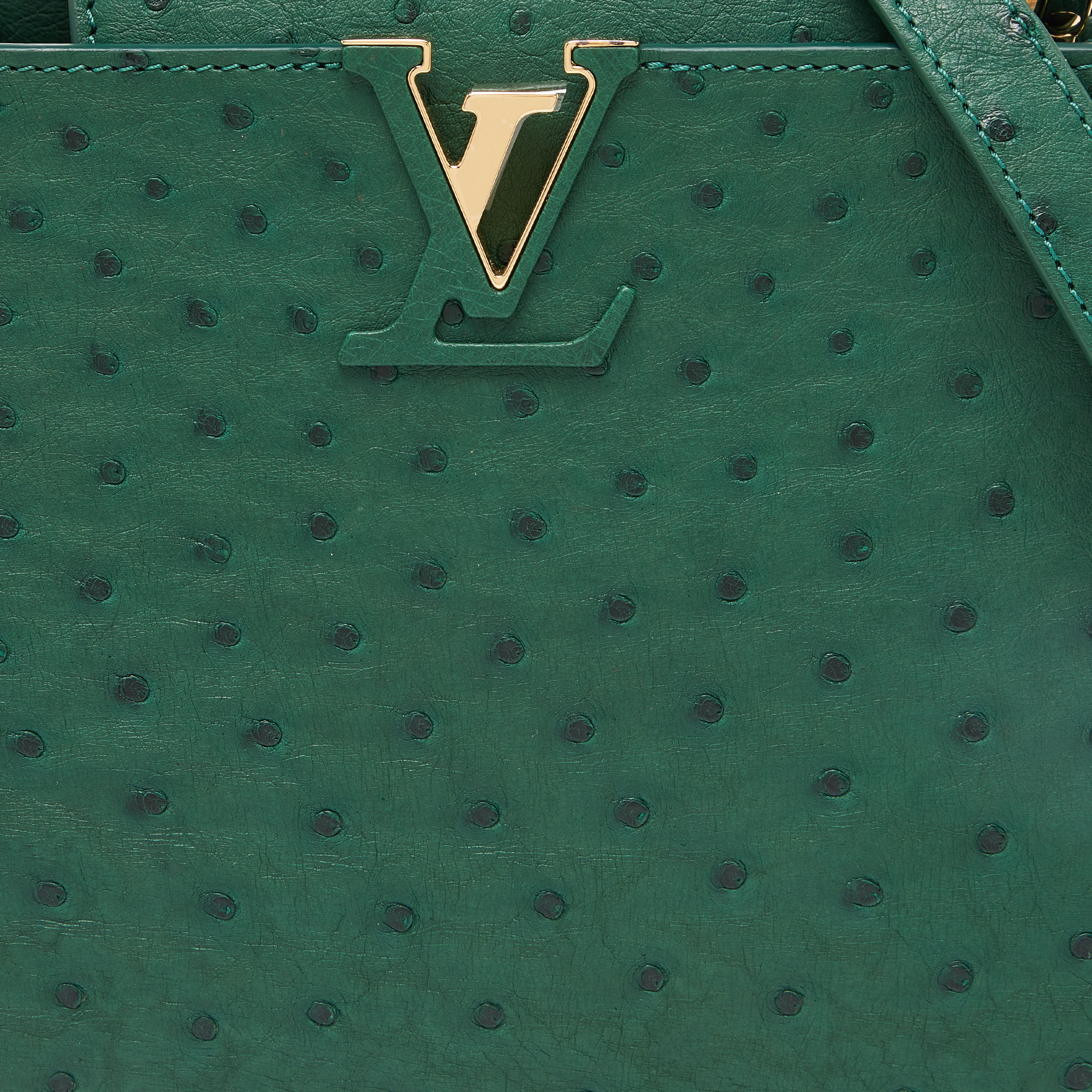 Louis Vuitton Green Ostrich Leather Capucines BB Bag