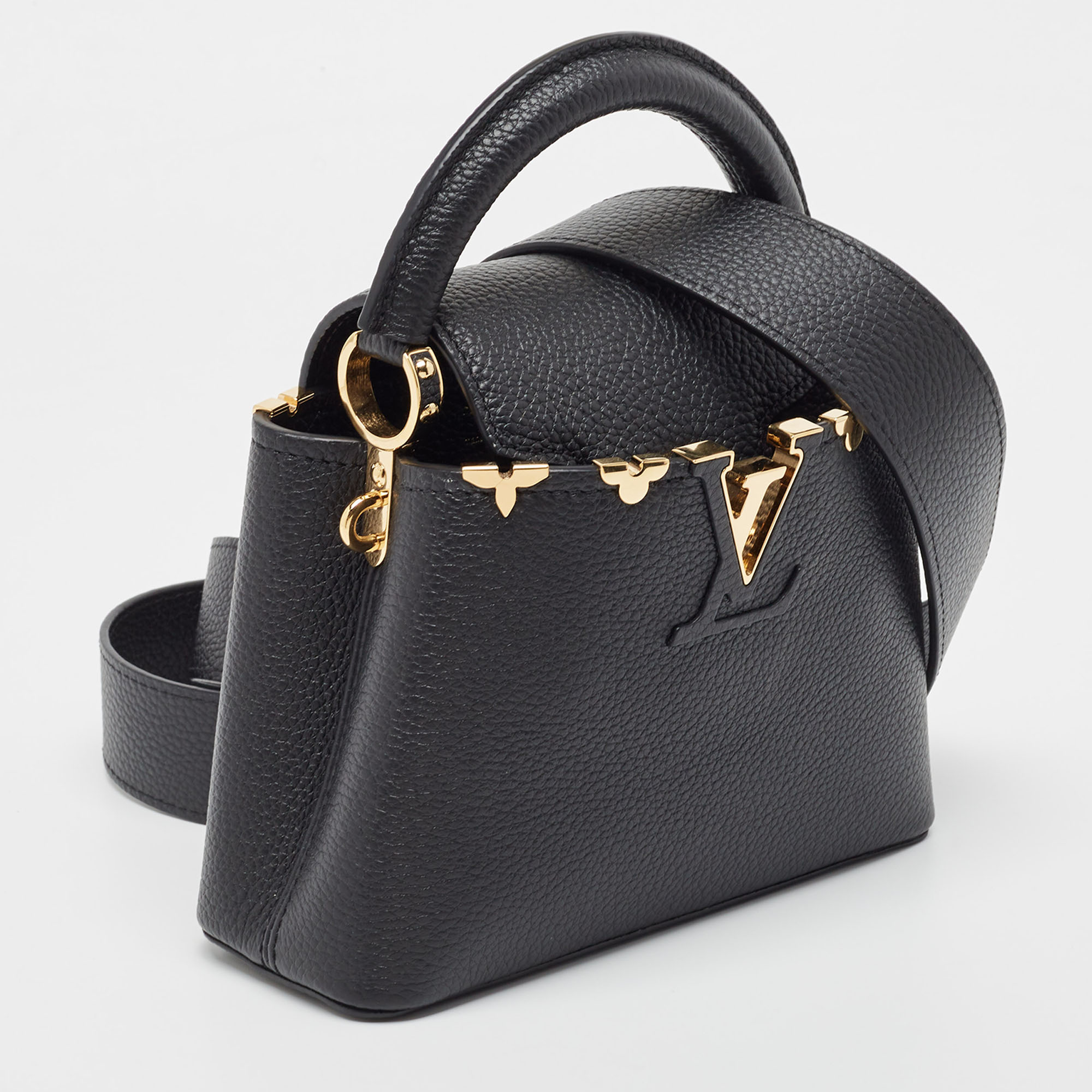 Louis Vuitton Black Leather Capucines Mini Bag