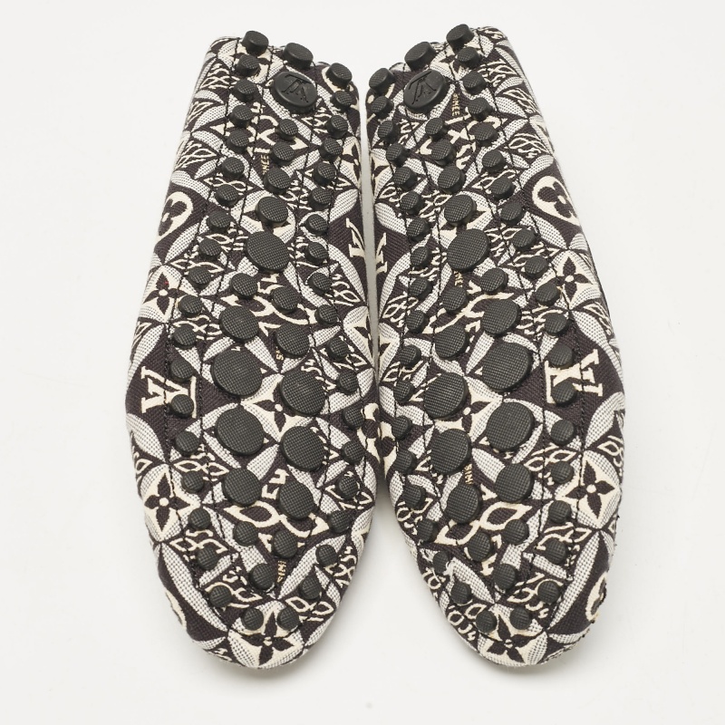 Louis Vuitton Black/White Printed Canvas And Leather Gloria Loafers Size 37.5