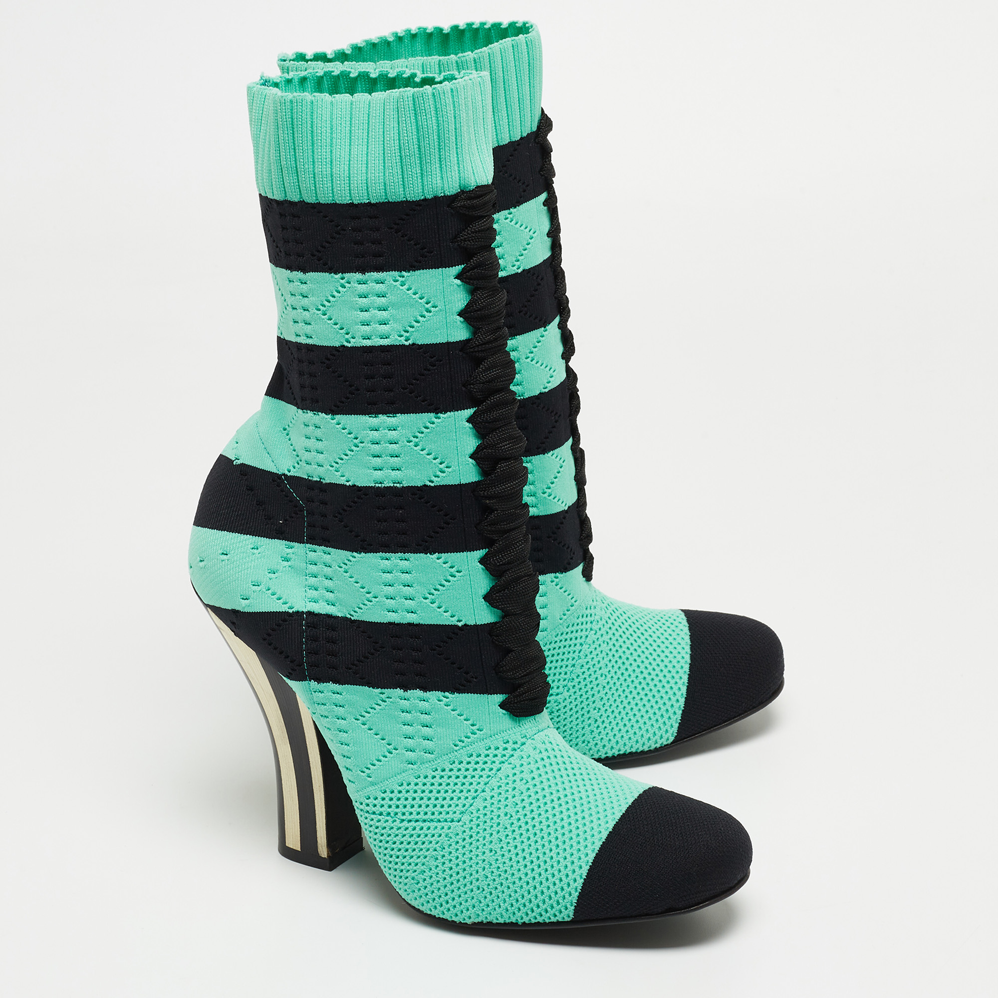 Louis Vuitton Blue/Black Knit Fabric Sock  Boots Size 37