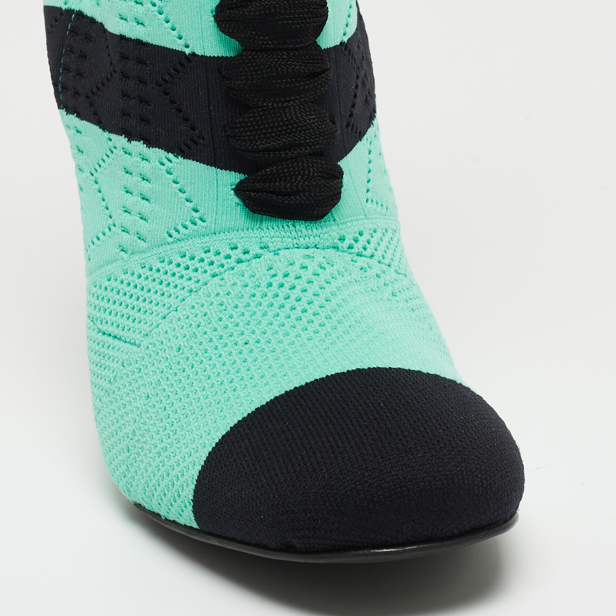 Louis Vuitton Blue/Black Knit Fabric Sock  Boots Size 37