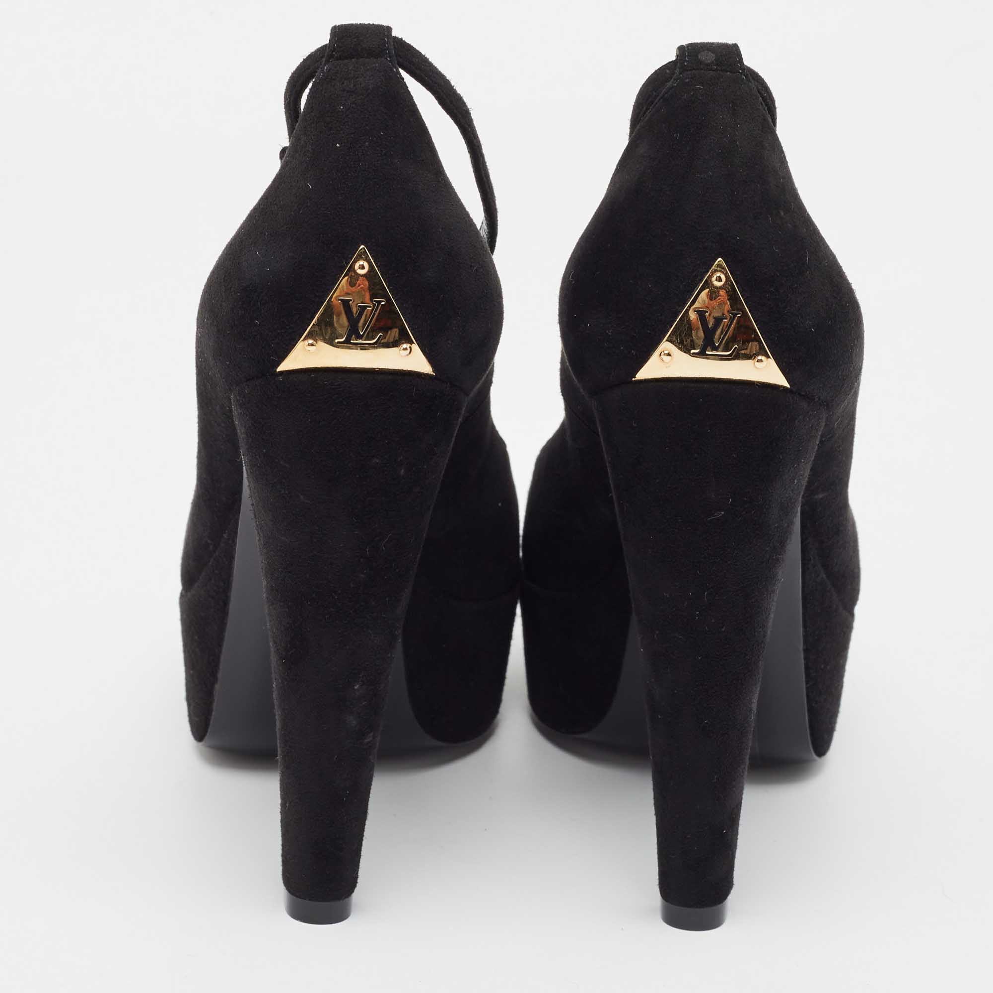 Louis Vuitton Black Suede Ankle Strap Pumps Size 37