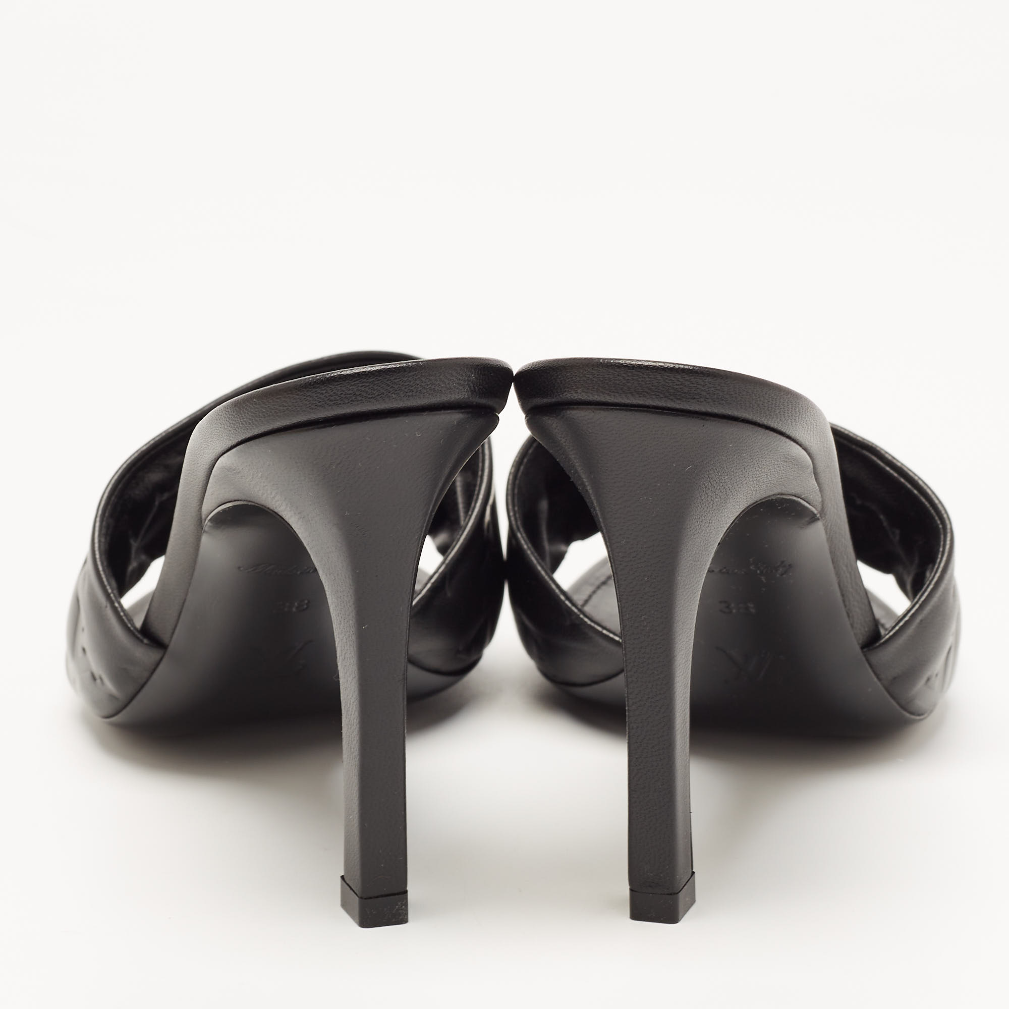 Louis Vuitton Black Leather Revival Mules Sandals Size 38