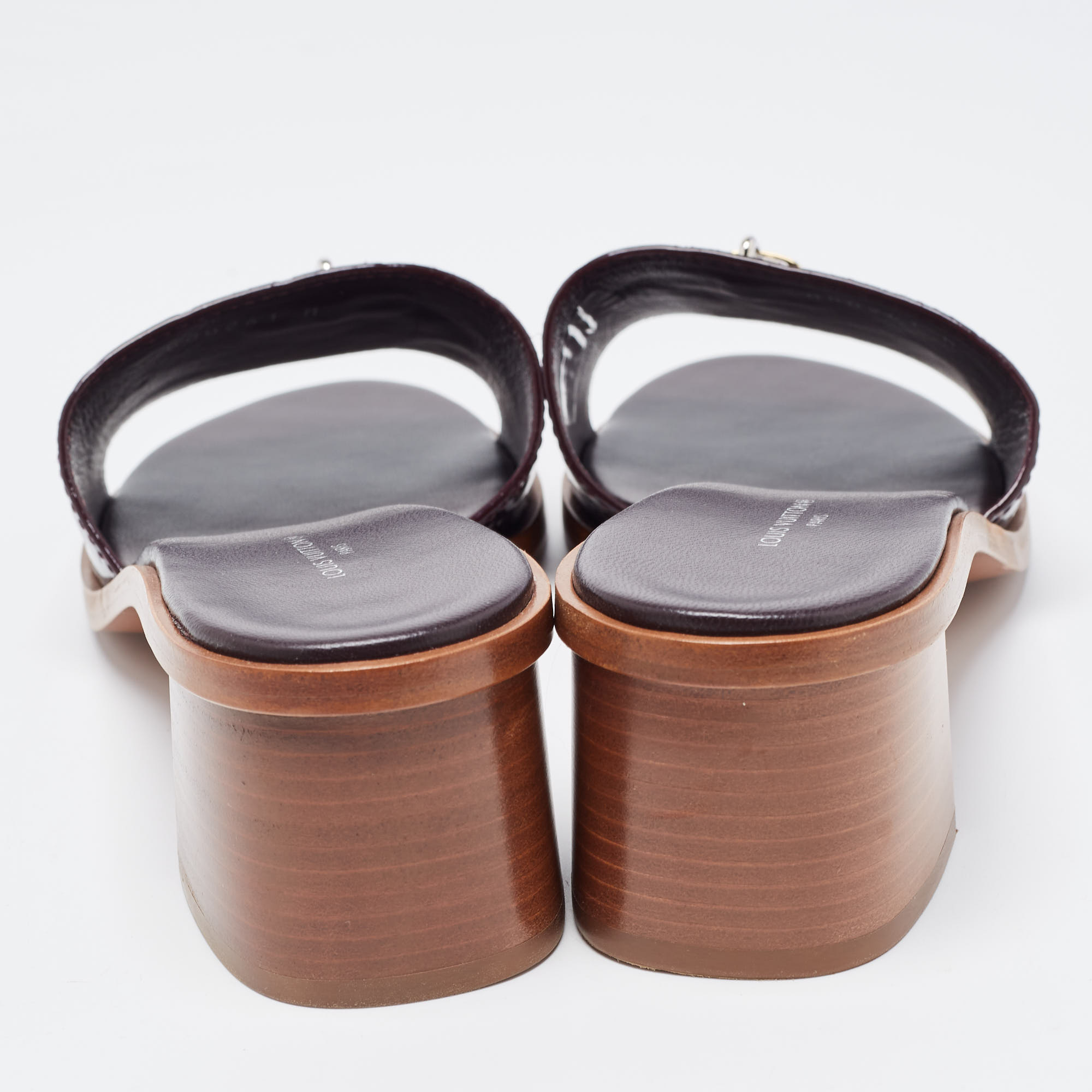 Louis Vuitton Amarante Patent Leather Lock It Sandals Size 40