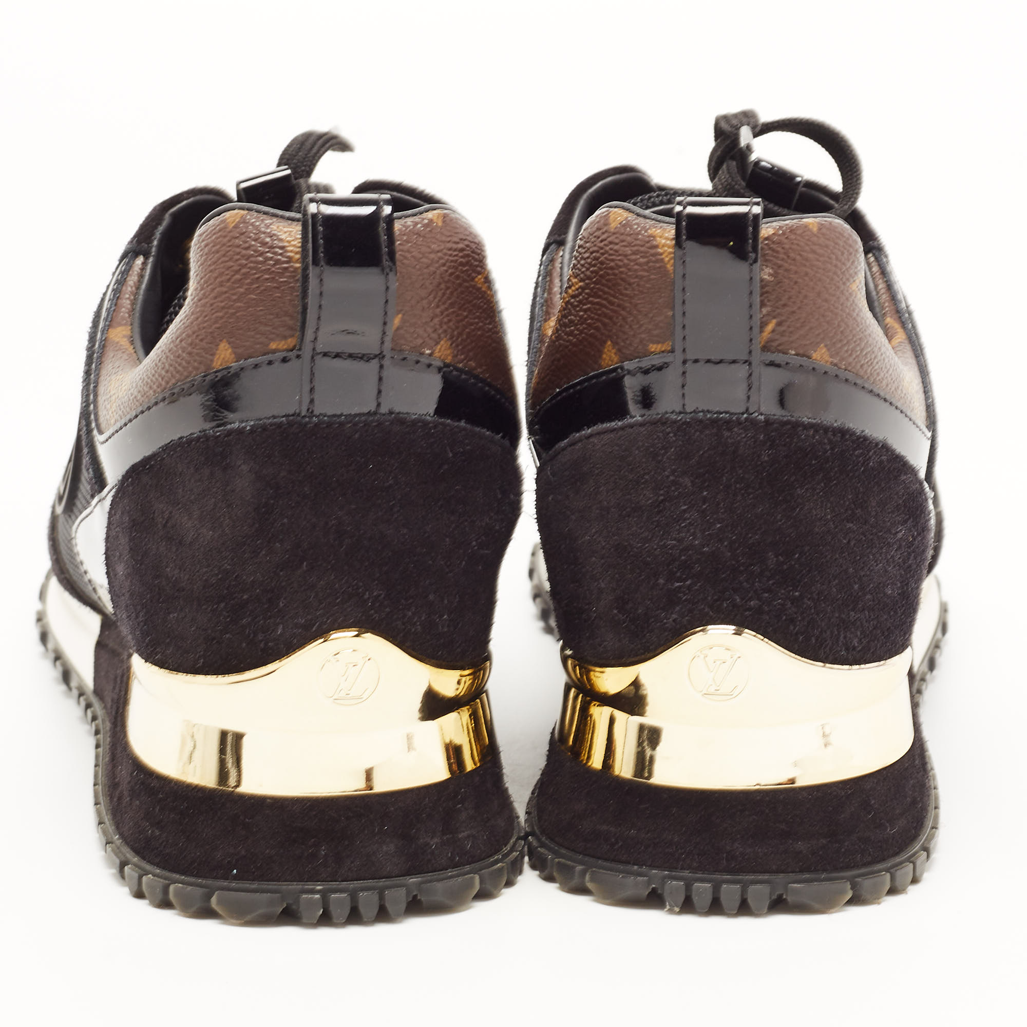 Louis Vuitton Black/Brown Mesh And Monogram Canvas Run Away Sneakers Size 38
