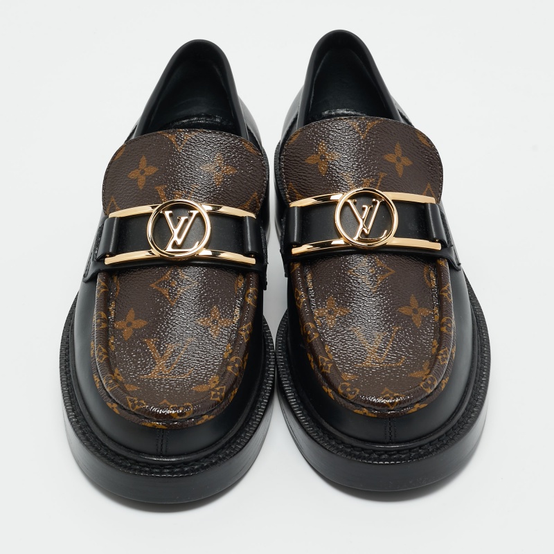 Louis Vuitton Black Monogram Canvas And Leather Academy Loafers Size 41